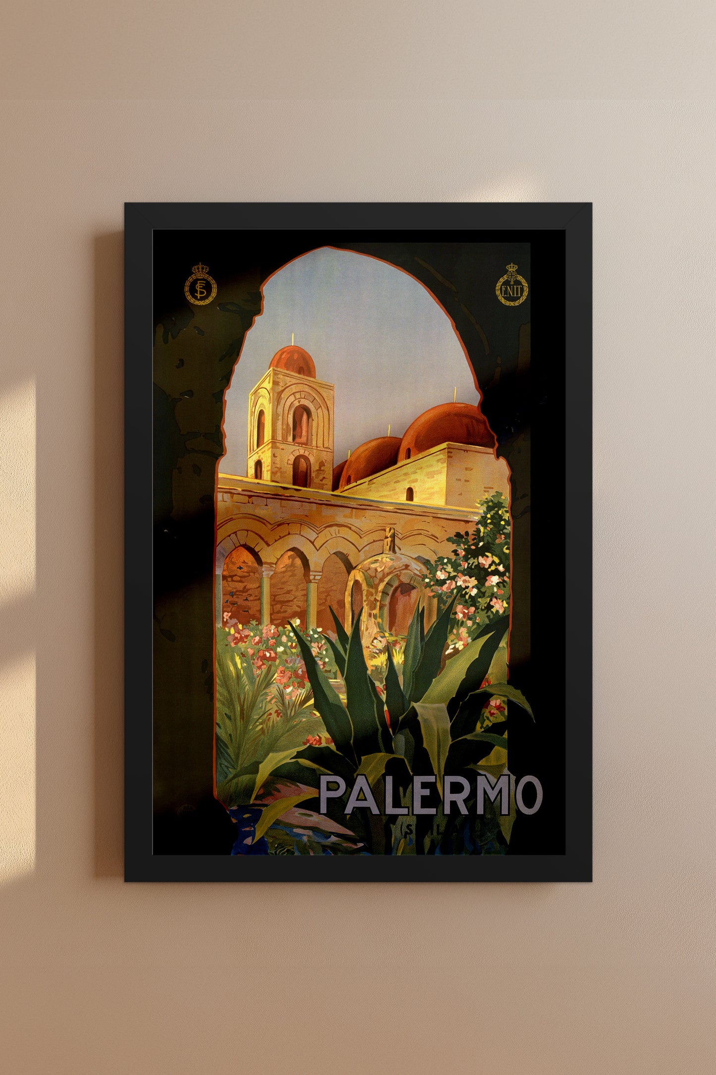 Palermo Sicilia – Vintage Italian Travel Poster Featuring Monreale Architecture