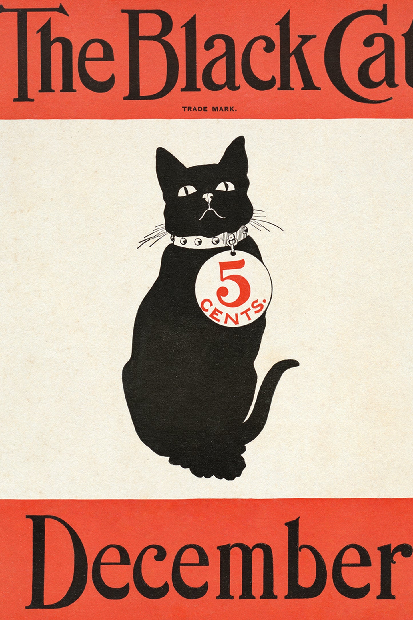 The Black Cat December Cover – 1904 Art Nouveau Magazine Illustration Vintage Print