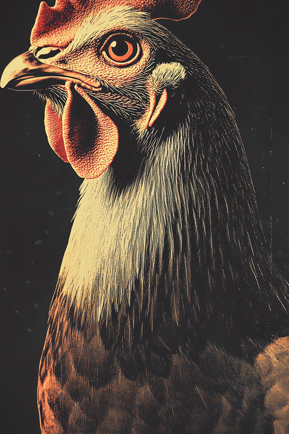 Vintage Chicken Wall Art Print - 1920's Italian Poster Style