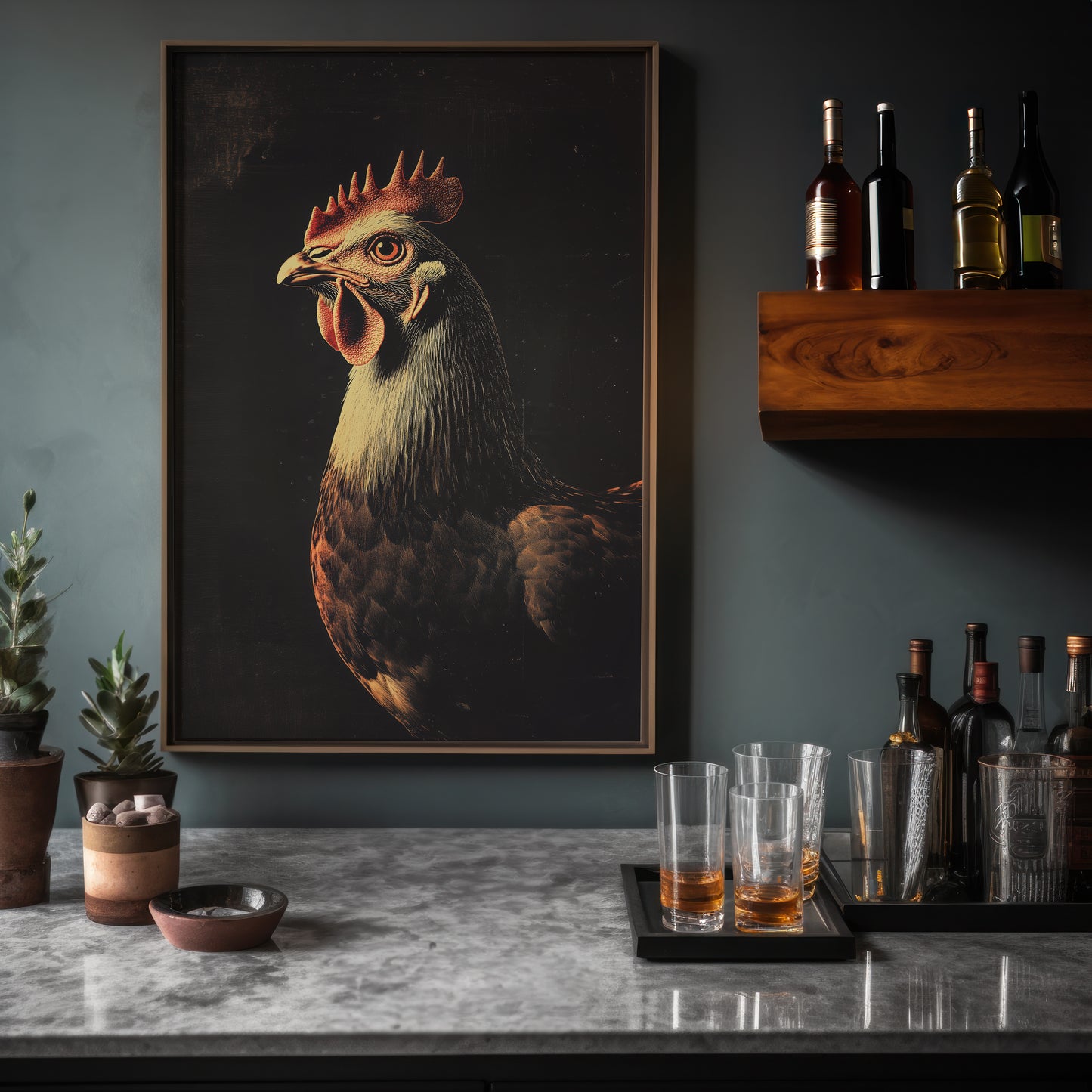 Vintage Chicken Wall Art Print - 1920's Italian Poster Style
