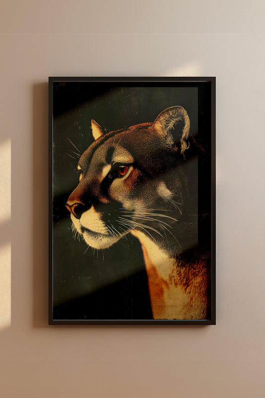 Vintage Cougar Wall Art Print - 1920's Italian Poster Style