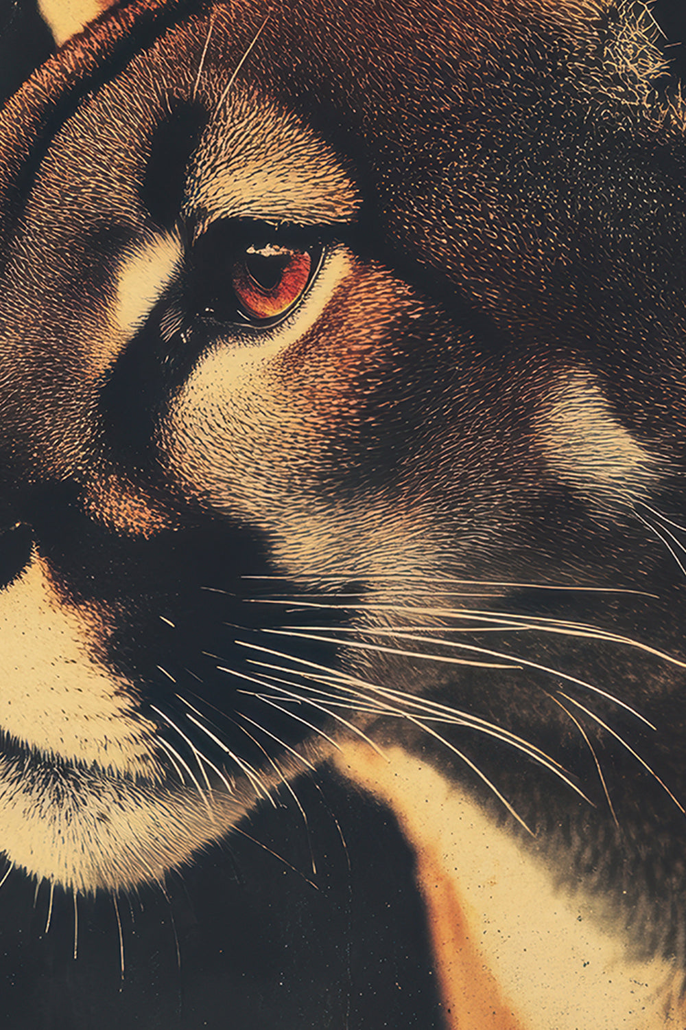 Vintage Cougar Wall Art Print - 1920's Italian Poster Style