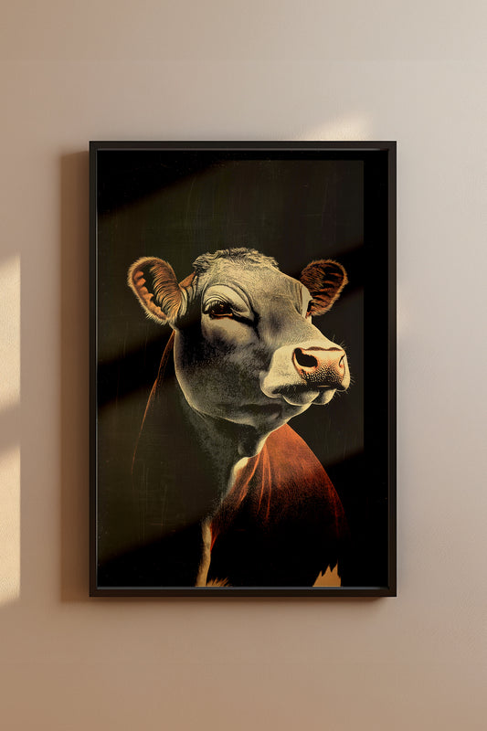 Vintage Cow Wall Art Print - 1920's Italian Poster Style