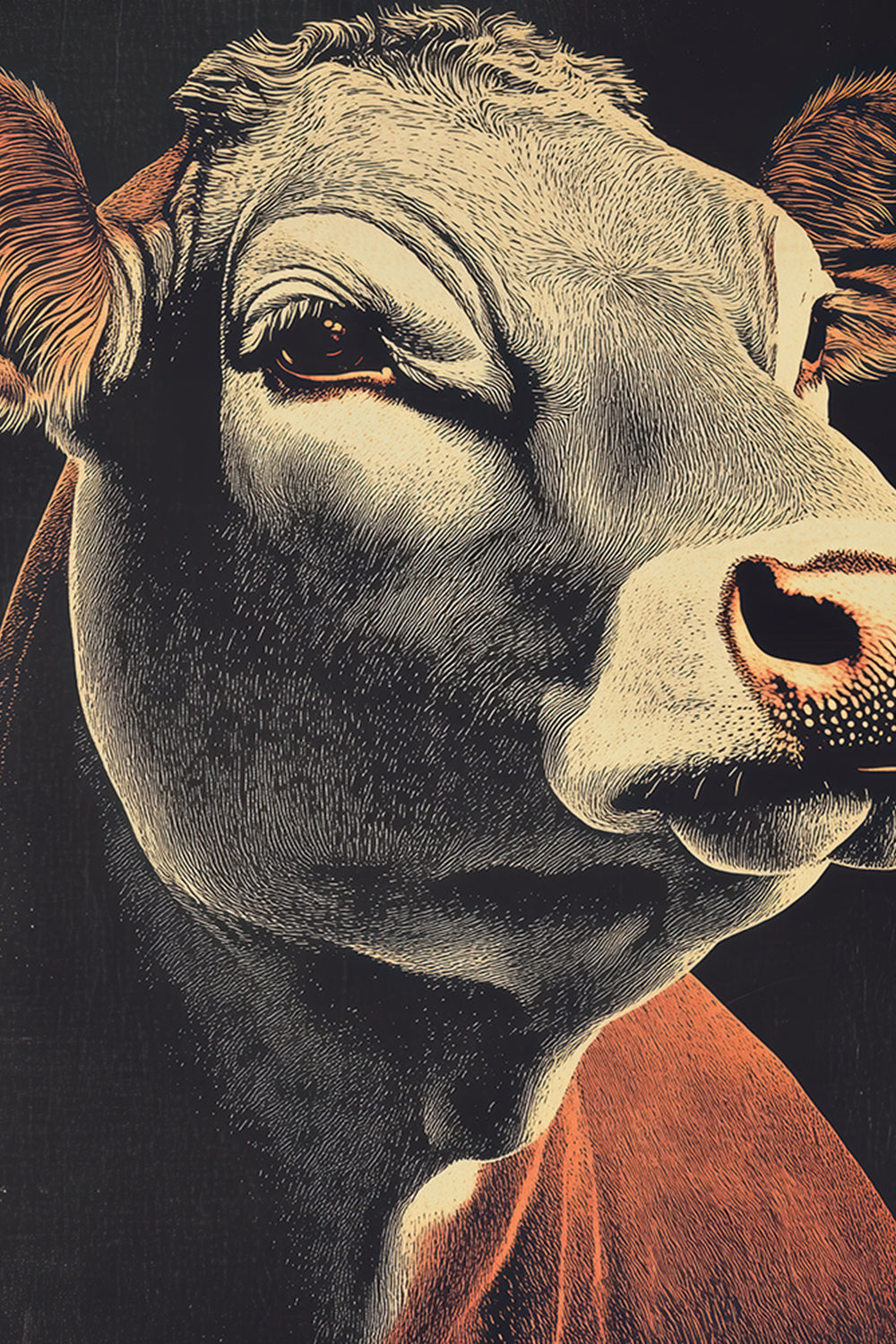 Vintage Cow Wall Art Print - 1920's Italian Poster Style