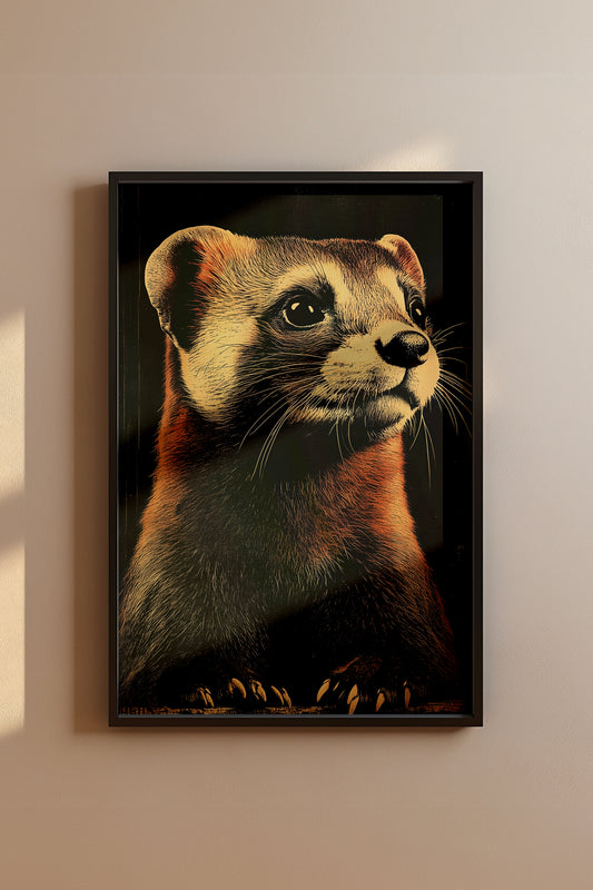 Vintage Ferret Wall Art Print - 1920's Italian Poster Style