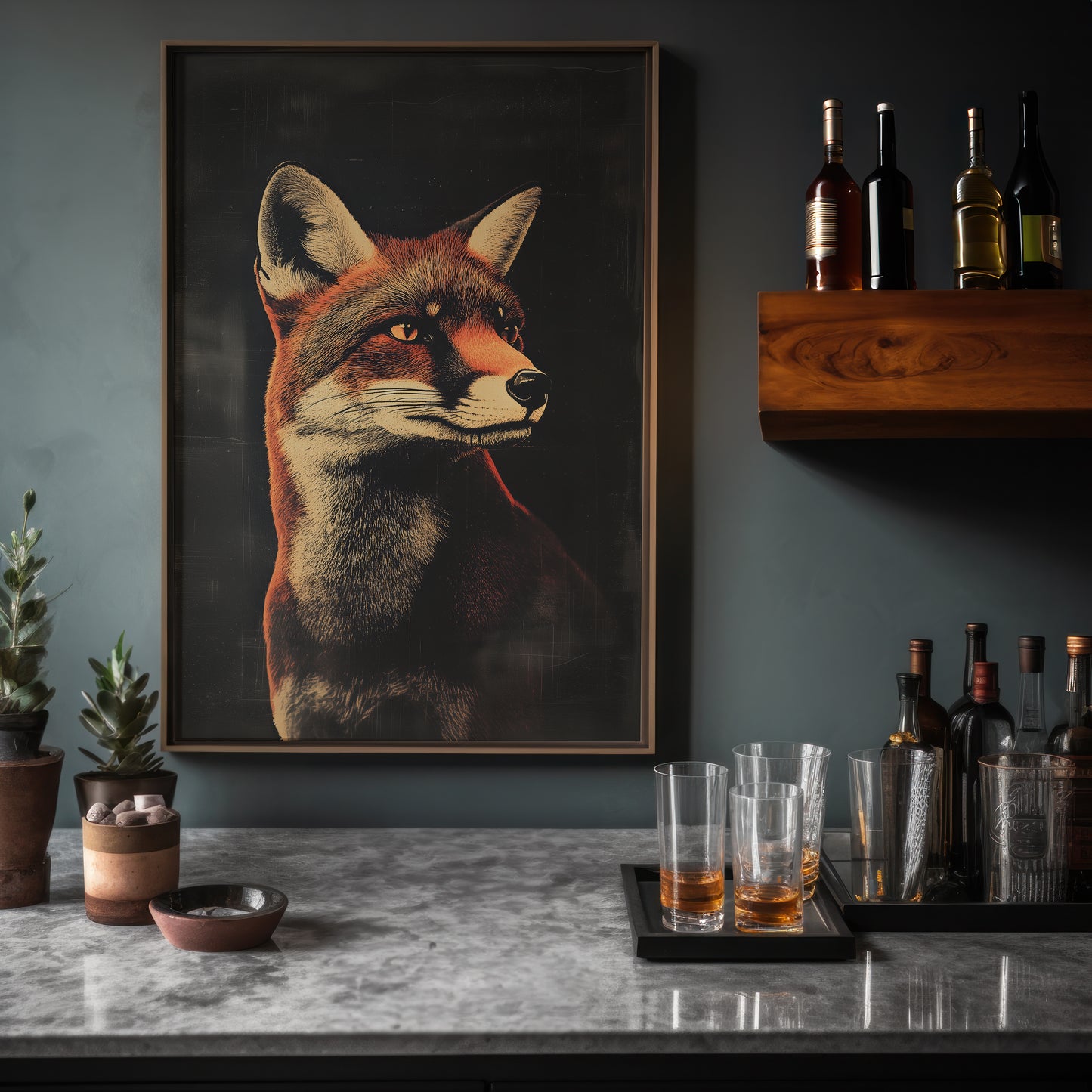 Vintage Fox Wall Art Print - 1920's Italian Poster Style