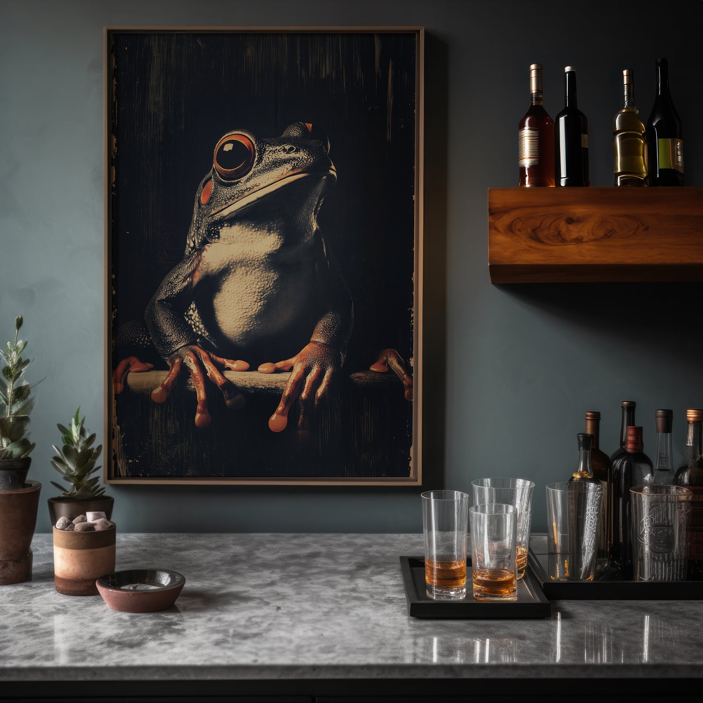 Vintage Frog Wall Art Print - 1920's Italian Poster Style