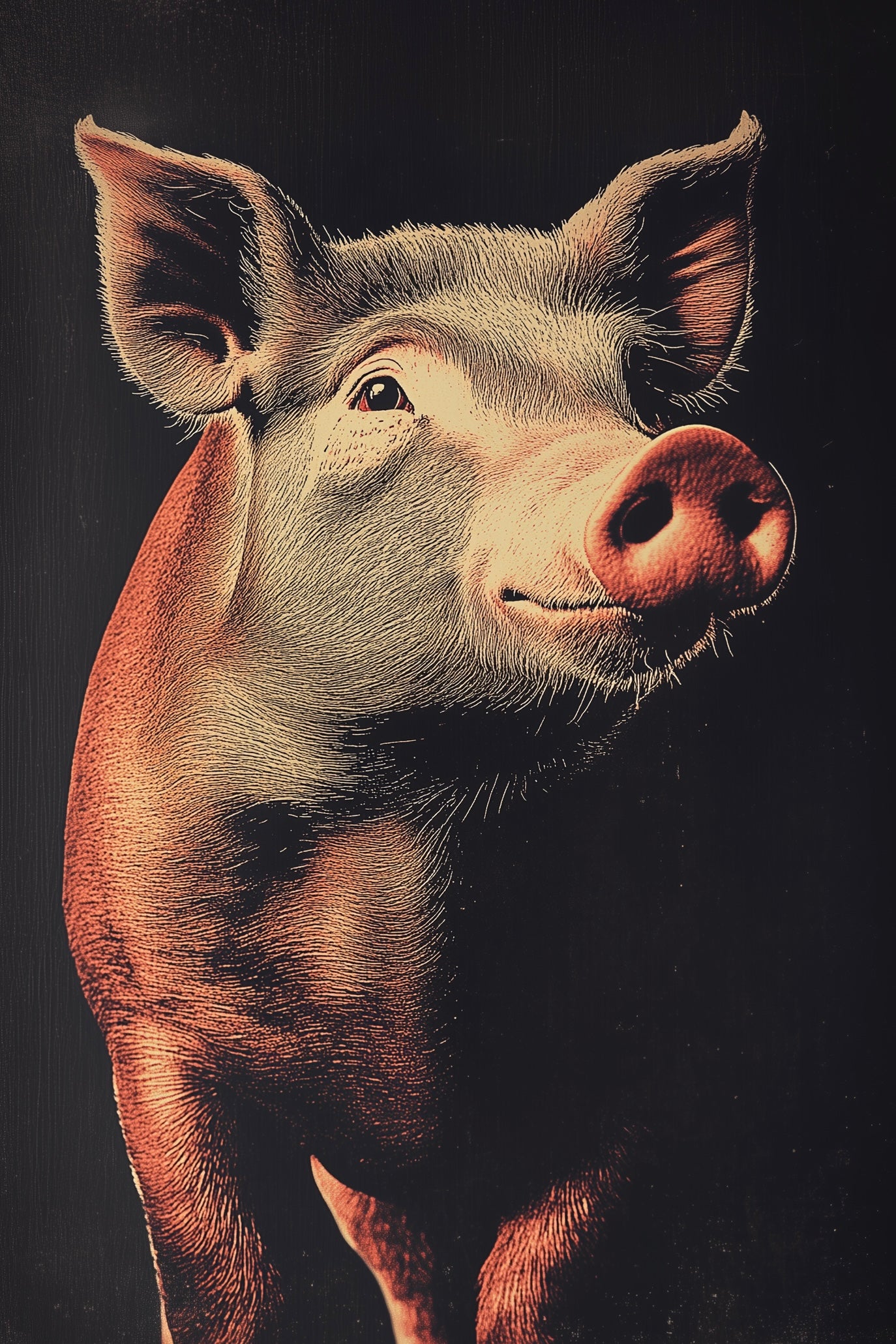 Vintage Pig Wall Art Print - 1920's Italian Poster Style
