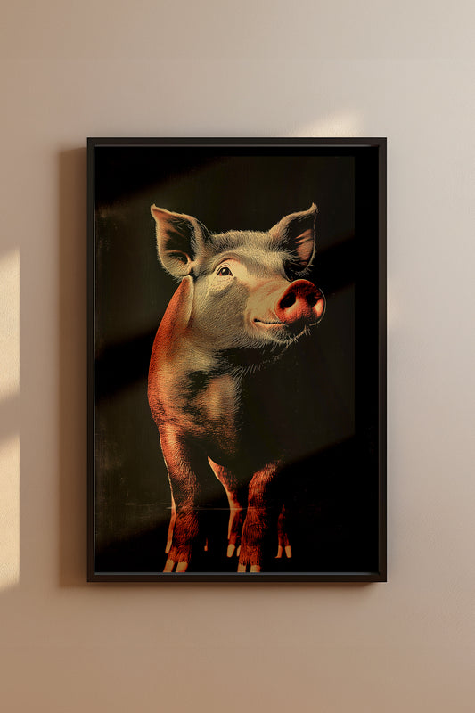 Vintage Pig Wall Art Print - 1920's Italian Poster Style