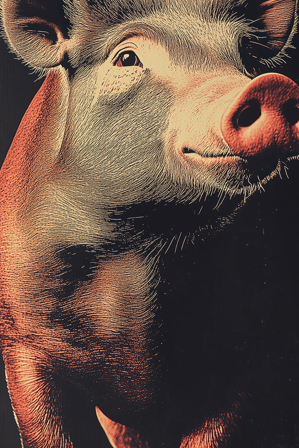 Vintage Pig Wall Art Print - 1920's Italian Poster Style