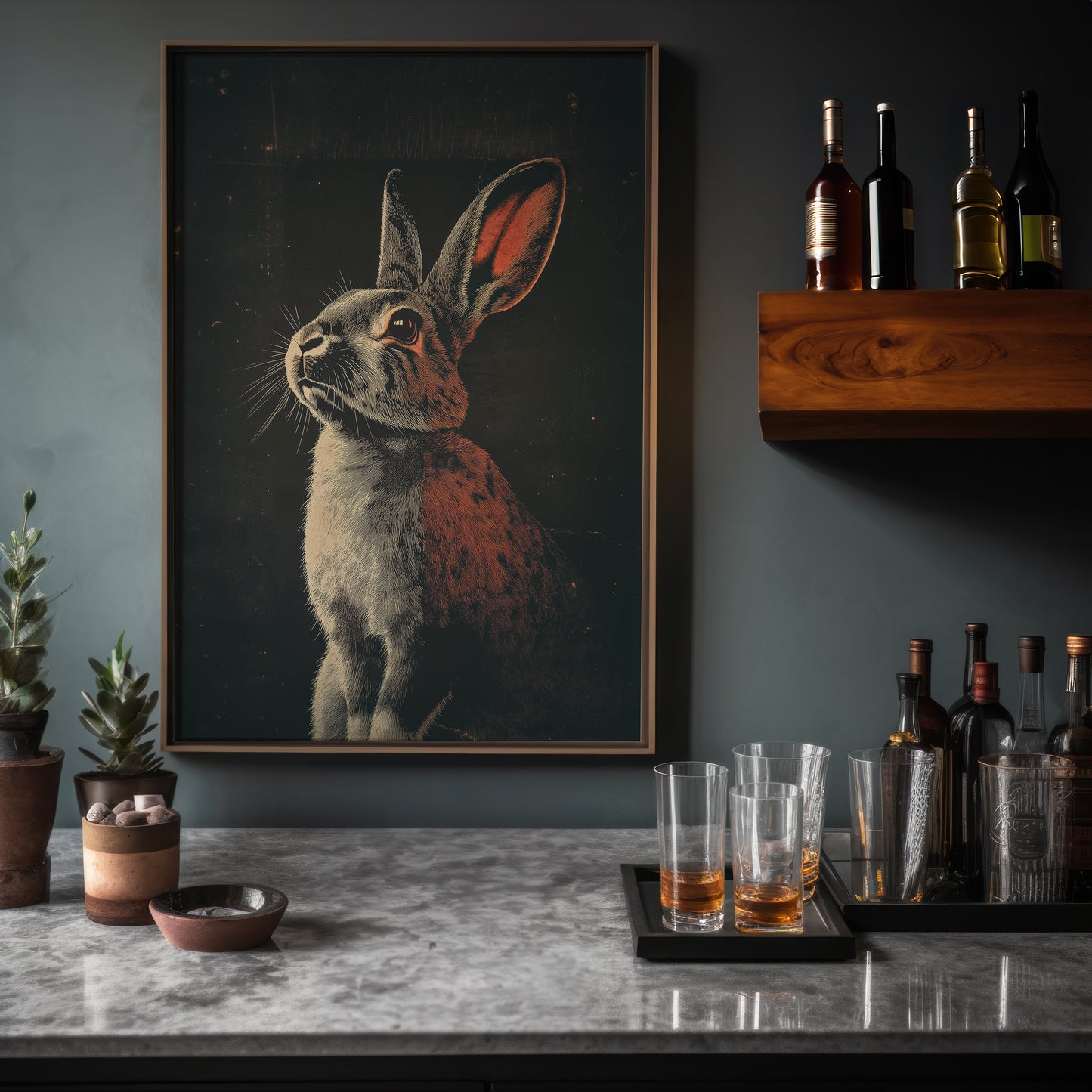 Vintage Rabit Wall Art Print - 1920's Italian Poster Style