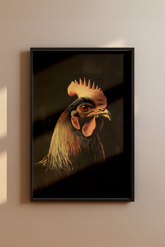 Vintage Rooster Wall Art Print - 1920's Italian Poster Style