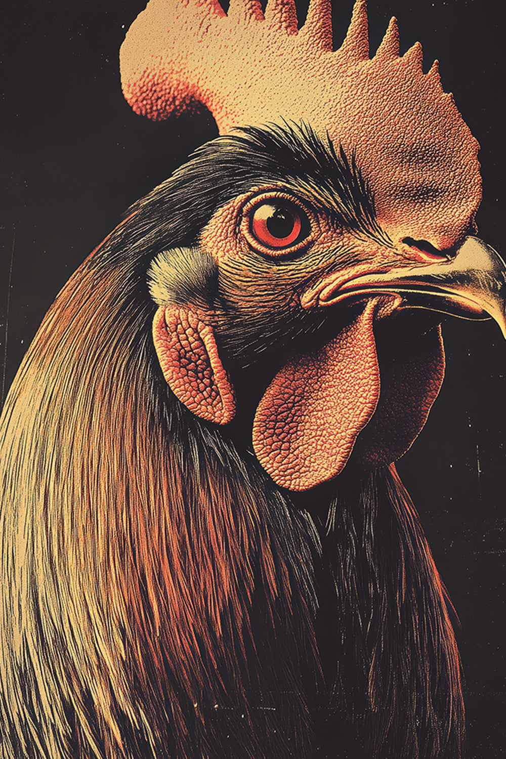 Vintage Rooster Wall Art Print - 1920's Italian Poster Style