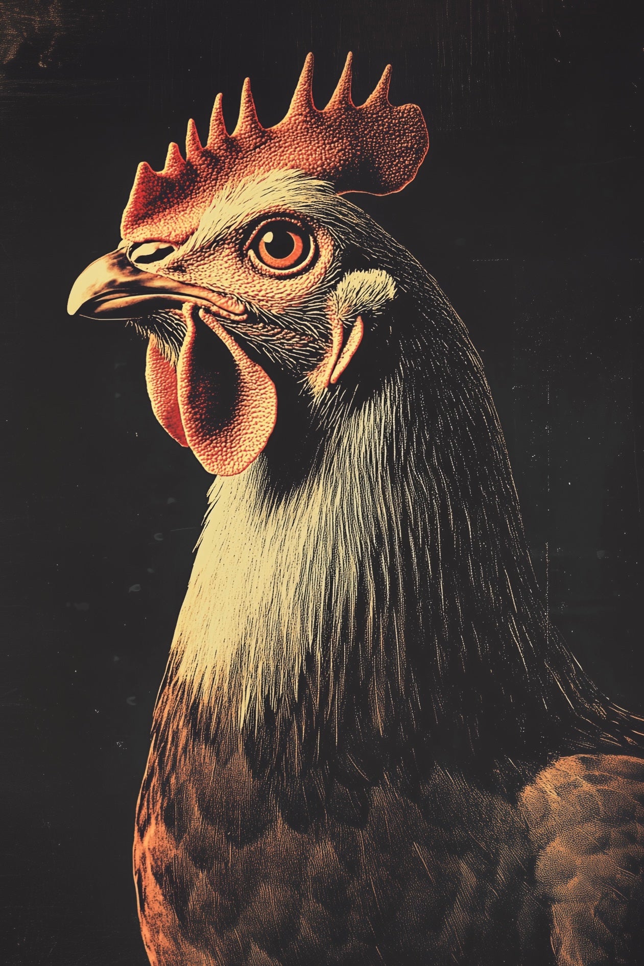 Vintage Chicken Wall Art Print - 1920's Italian Poster Style
