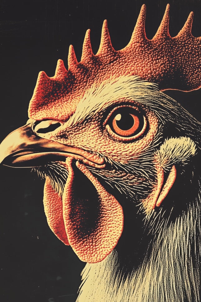 Vintage Chicken Wall Art Print - 1920's Italian Poster Style