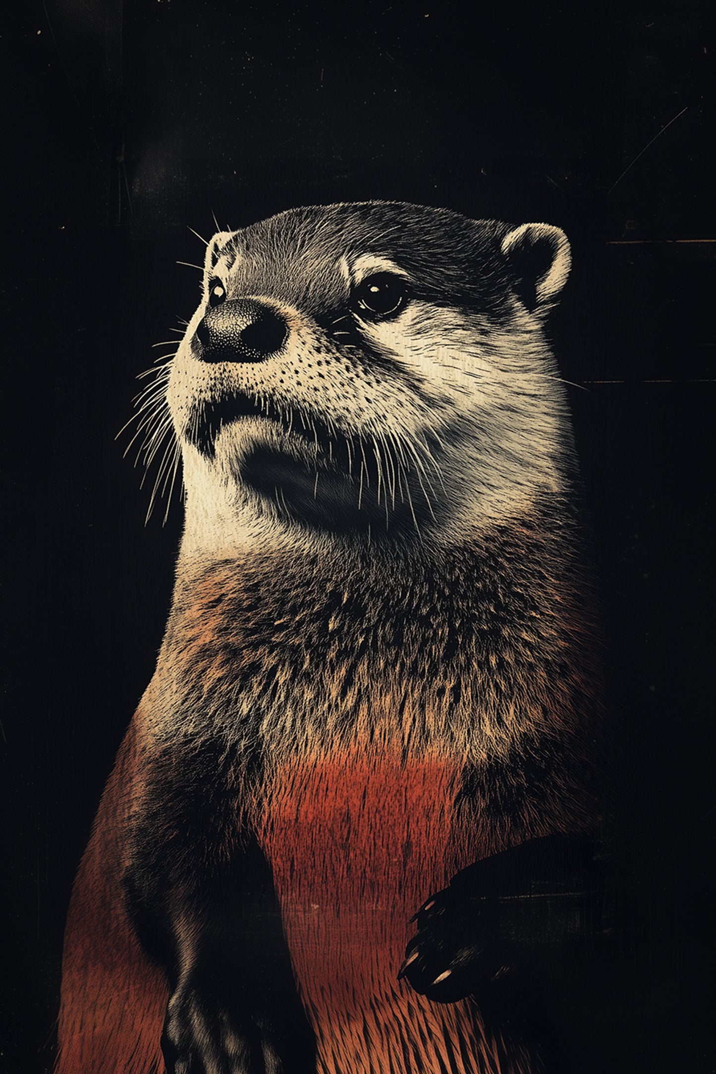 Vintage Otter Wall Art Print - 1920's Italian Poster Style