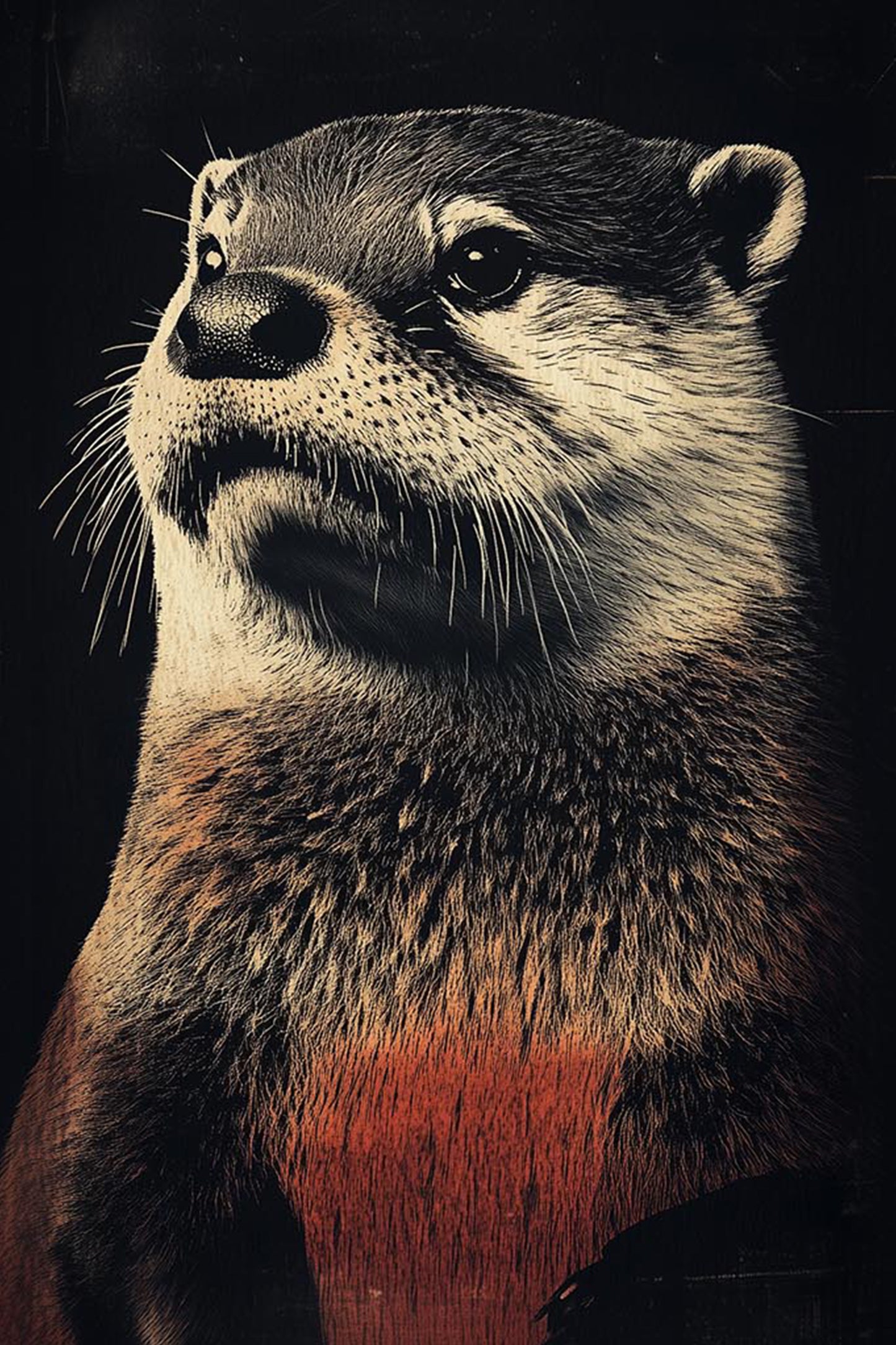 Vintage Otter Wall Art Print - 1920's Italian Poster Style