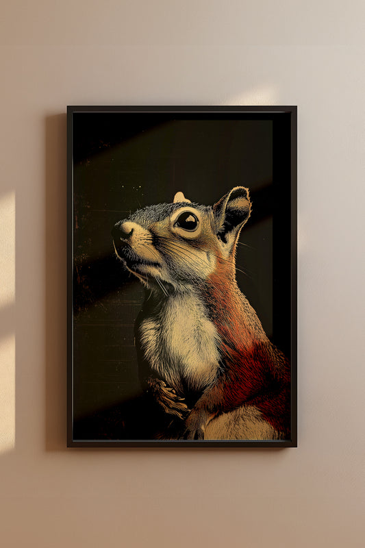 Vintage Squirrel Wall Art Print - 1920's Italian Poster Style
