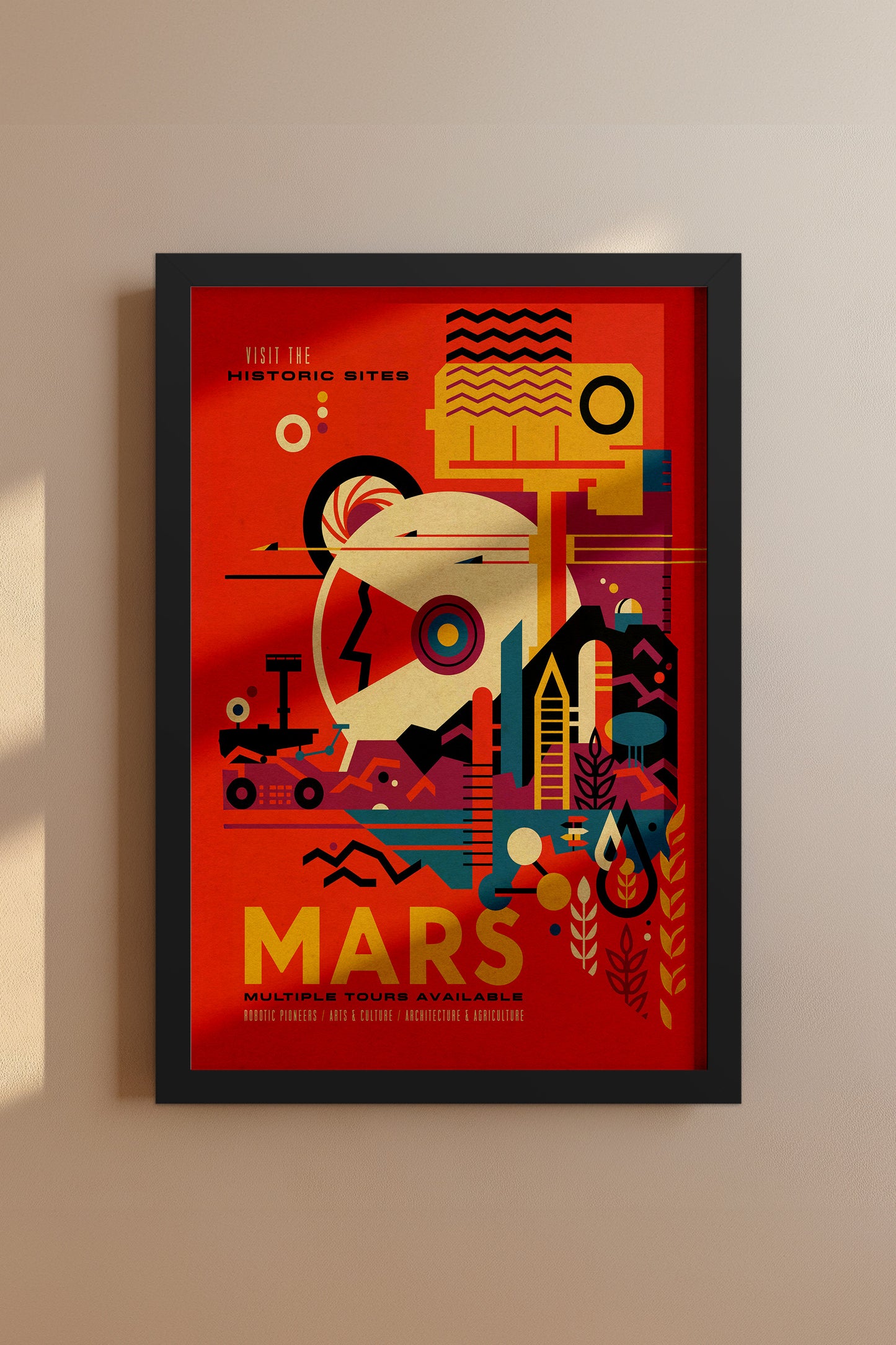Visit Mars Travel Poster – Retro-Futuristic WPA-Style Space Exploration Vintage Print