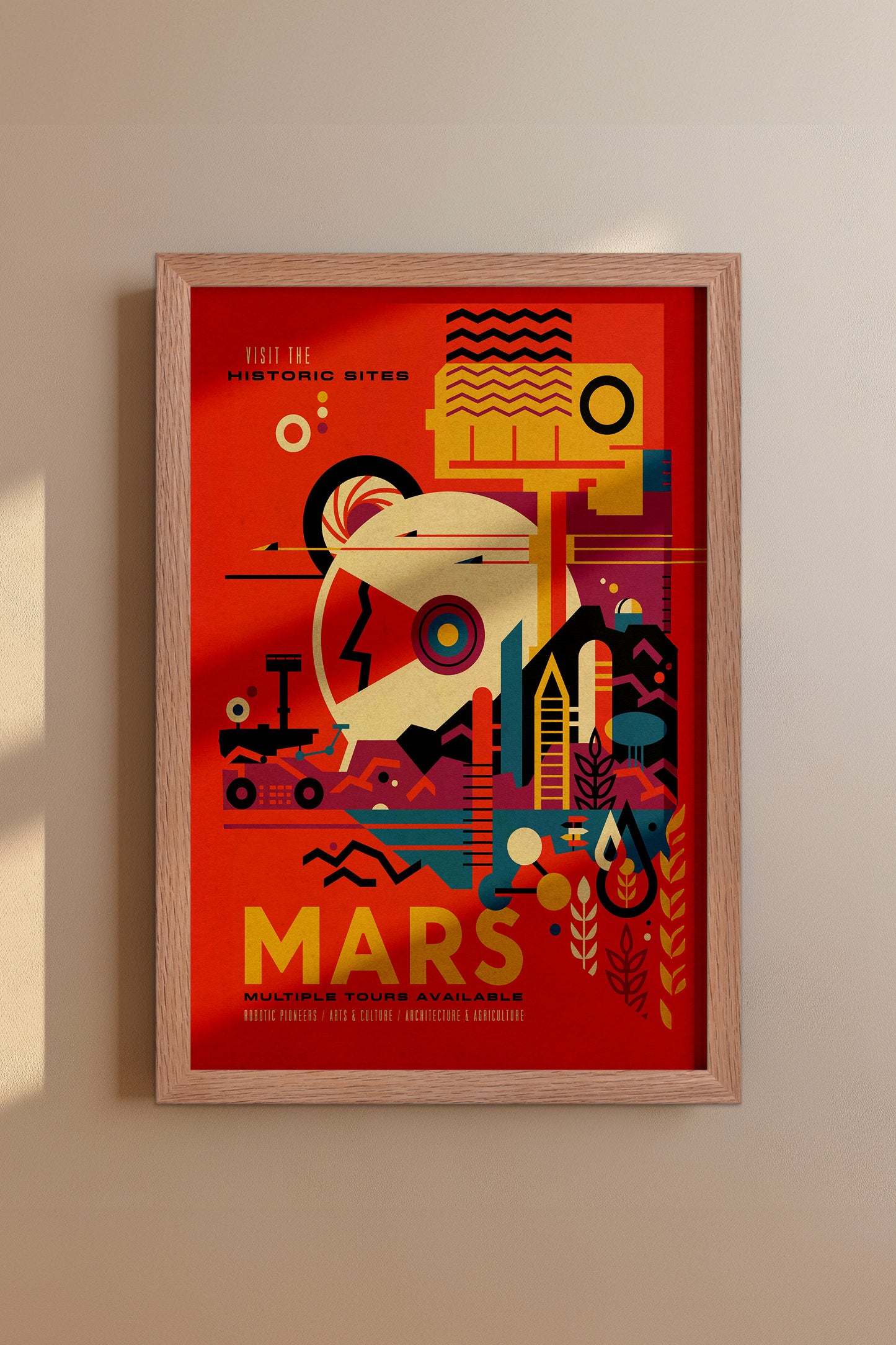 Visit Mars Travel Poster – Retro-Futuristic WPA-Style Space Exploration Vintage Print