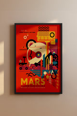 Visit Mars Travel Poster – Retro-Futuristic WPA-Style Space Exploration Vintage Print