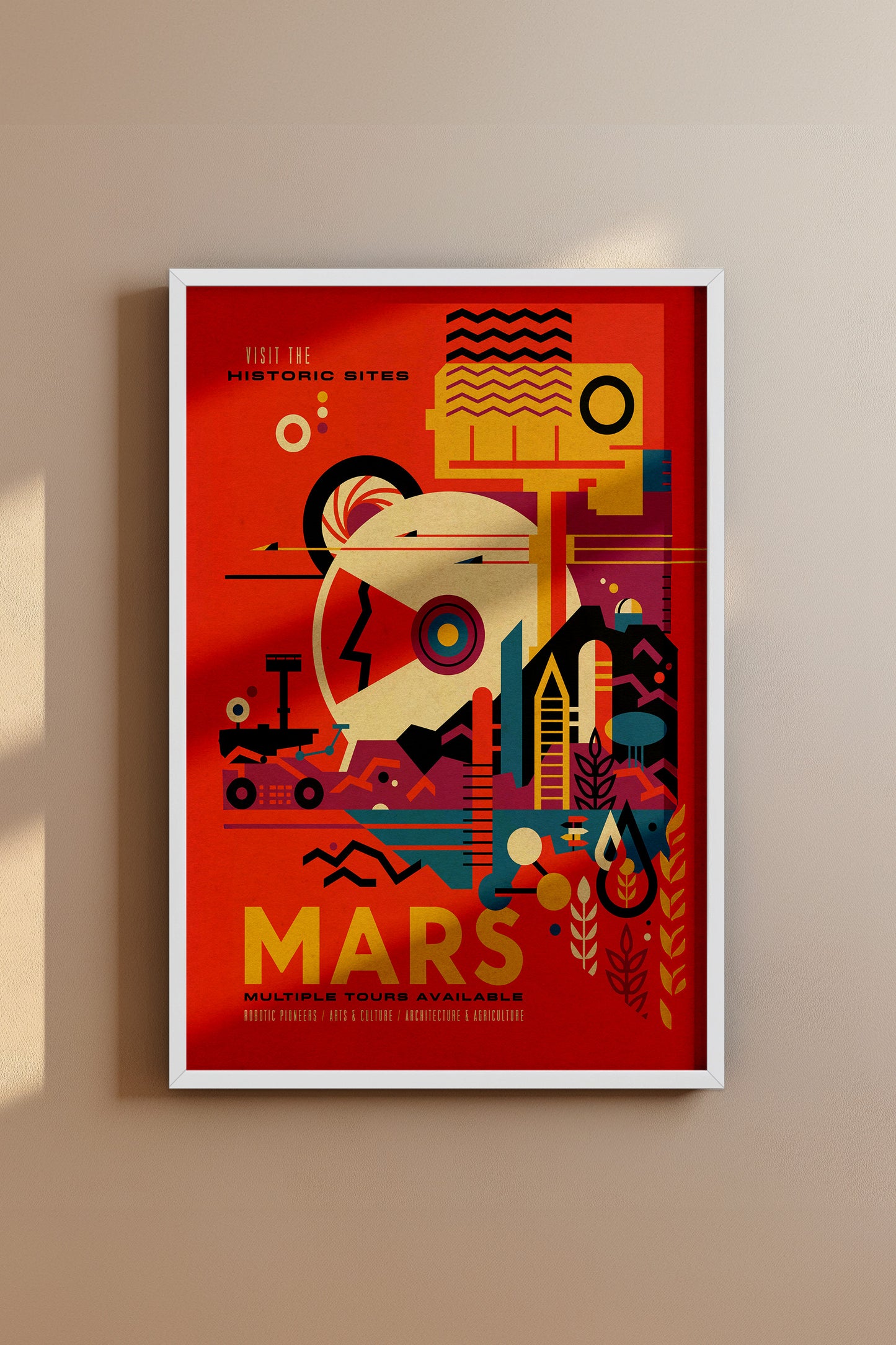 Visit Mars Travel Poster – Retro-Futuristic WPA-Style Space Exploration Vintage Print