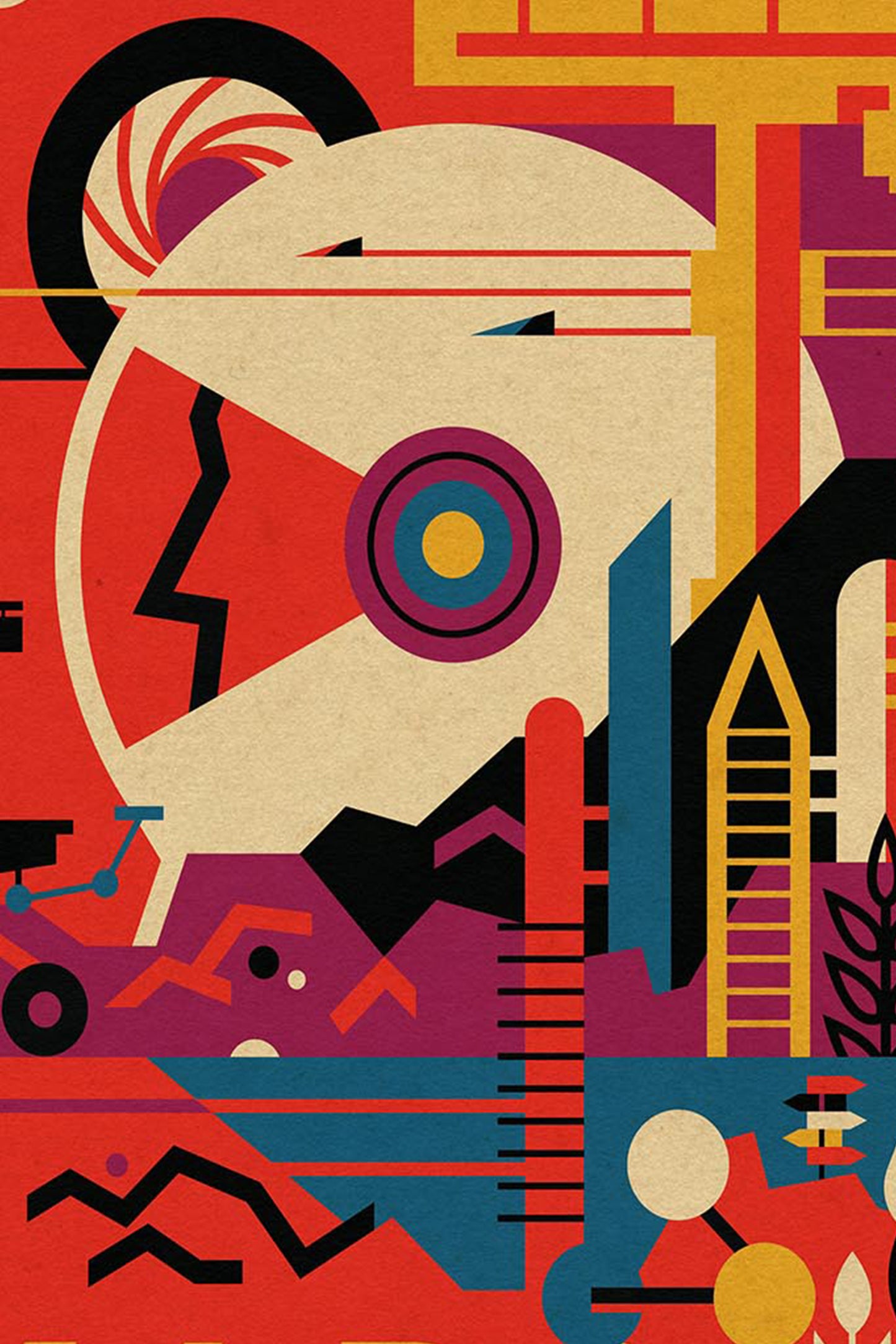 Visit Mars Travel Poster – Retro-Futuristic WPA-Style Space Exploration Vintage Print