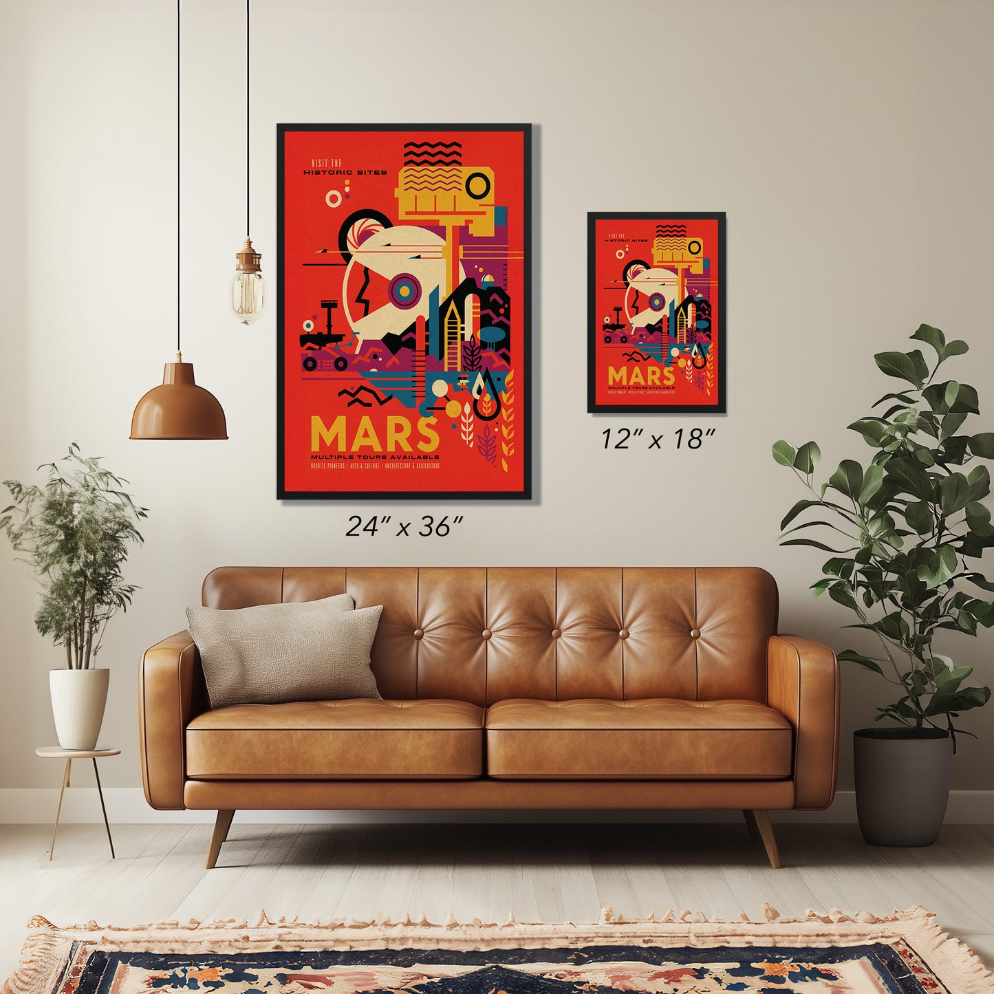Visit Mars Travel Poster – Retro-Futuristic WPA-Style Space Exploration Vintage Print