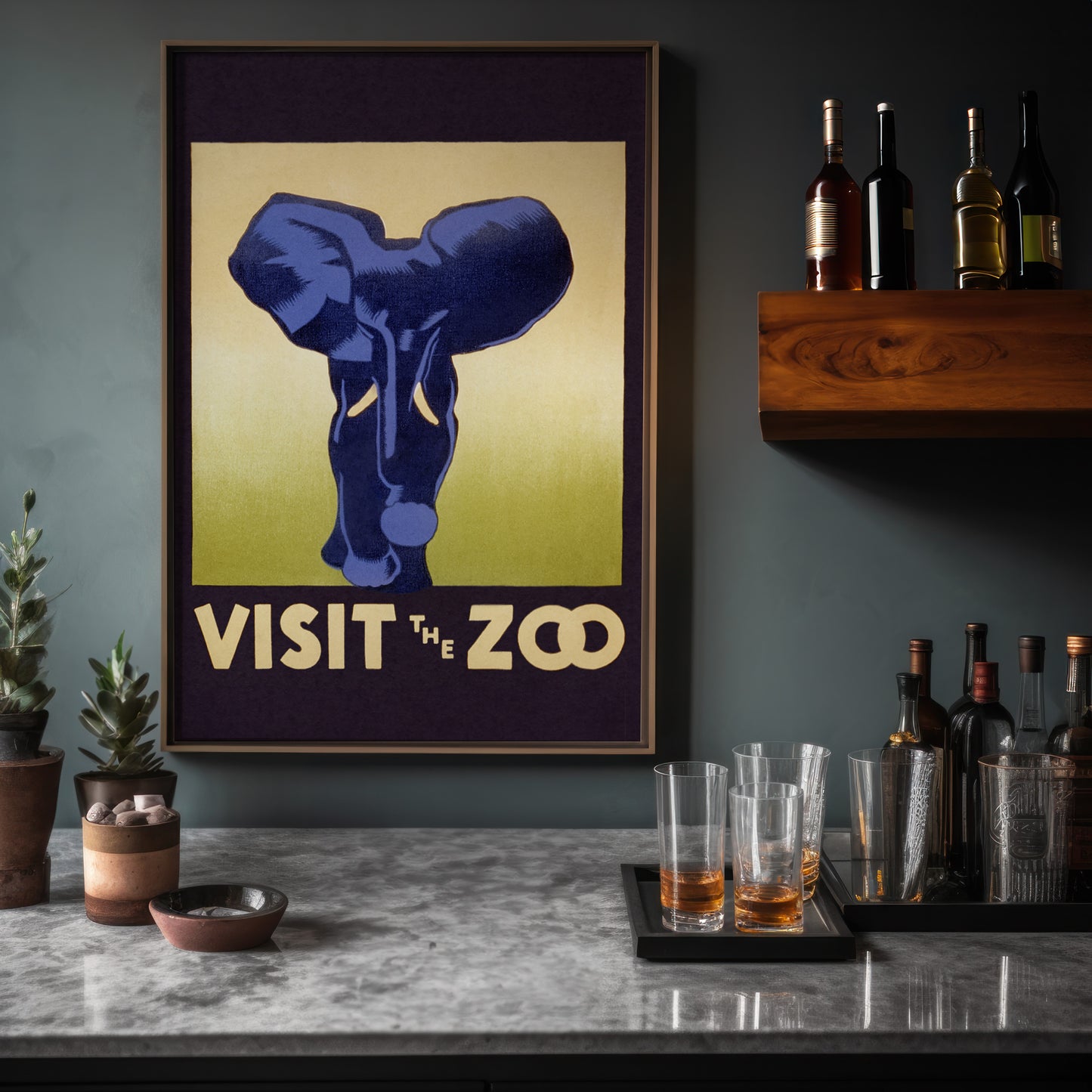 1930's WPA Era Visit The Zoo Vintage Elephant Poster