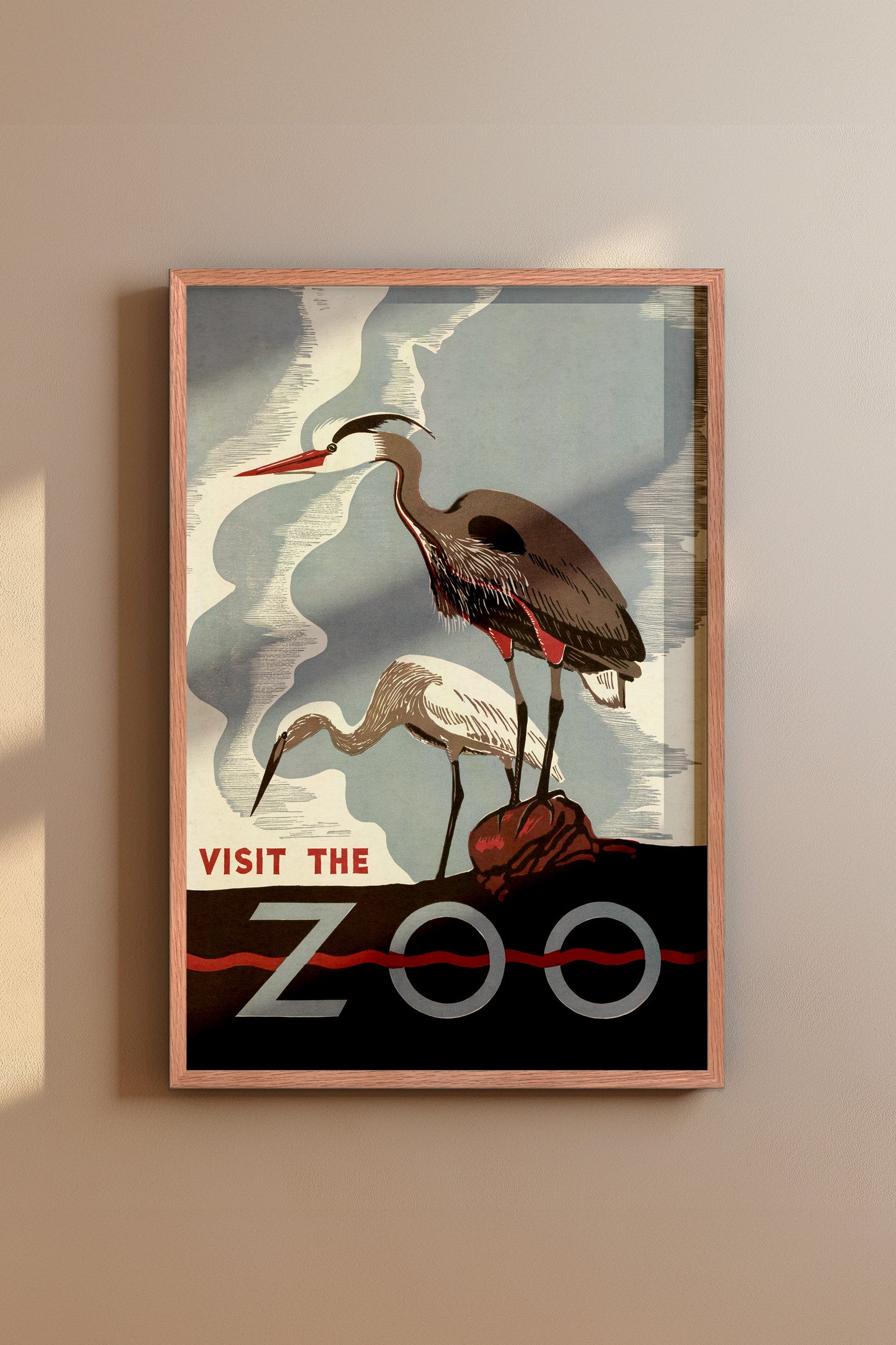 1930's WPA Era Visit The Zoo Vintage Crane Poster