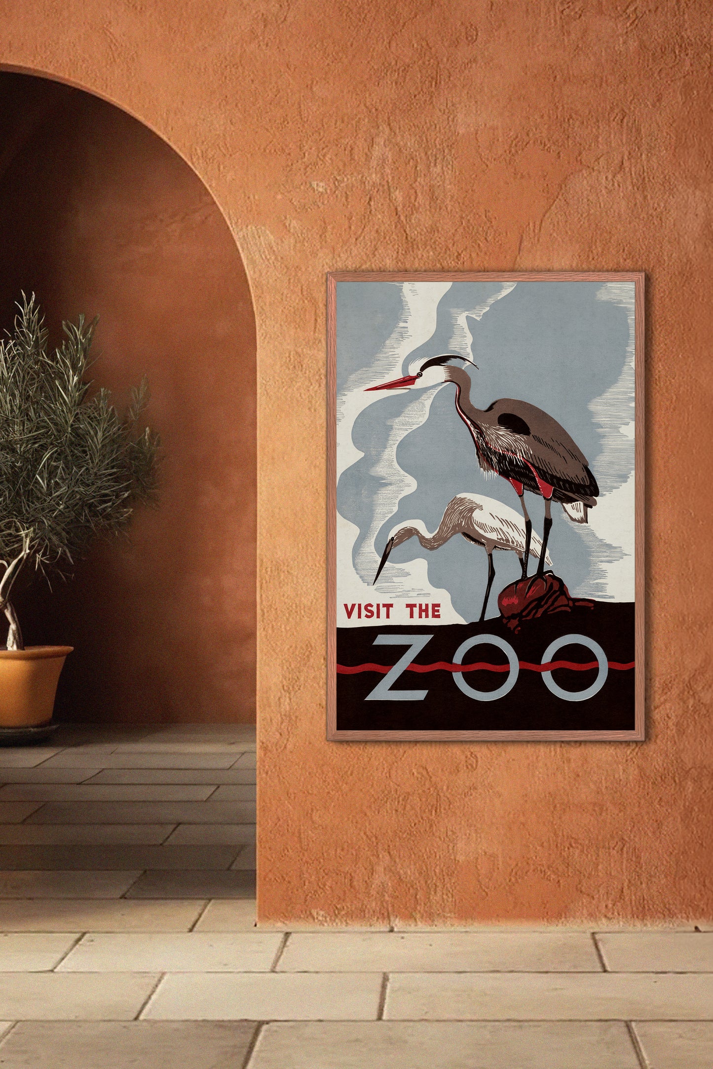 1930's WPA Era Visit The Zoo Vintage Crane Poster
