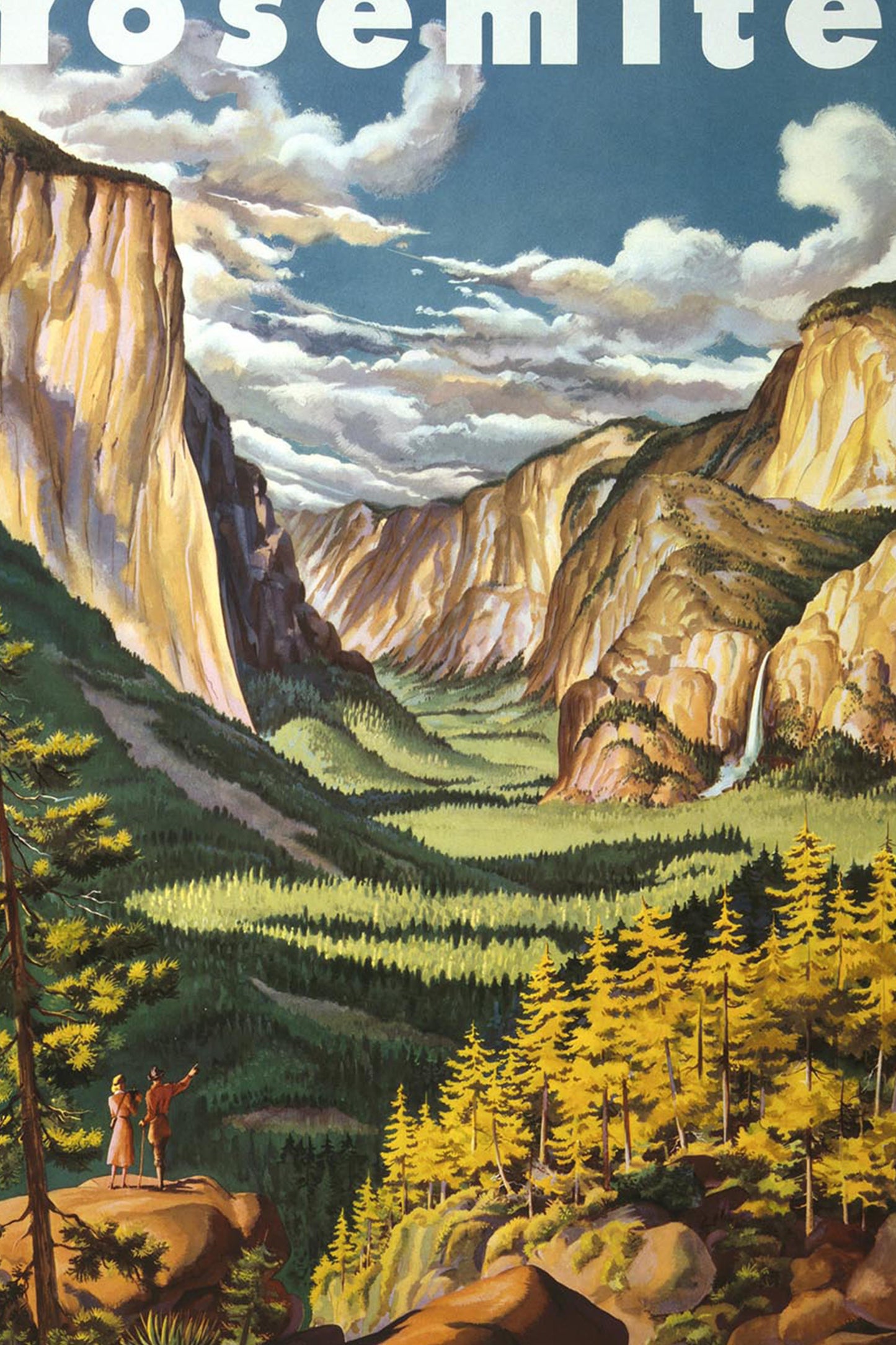 Vintage Yosemite National Park Travel Poster – Mid-Century Landscape Wall Art