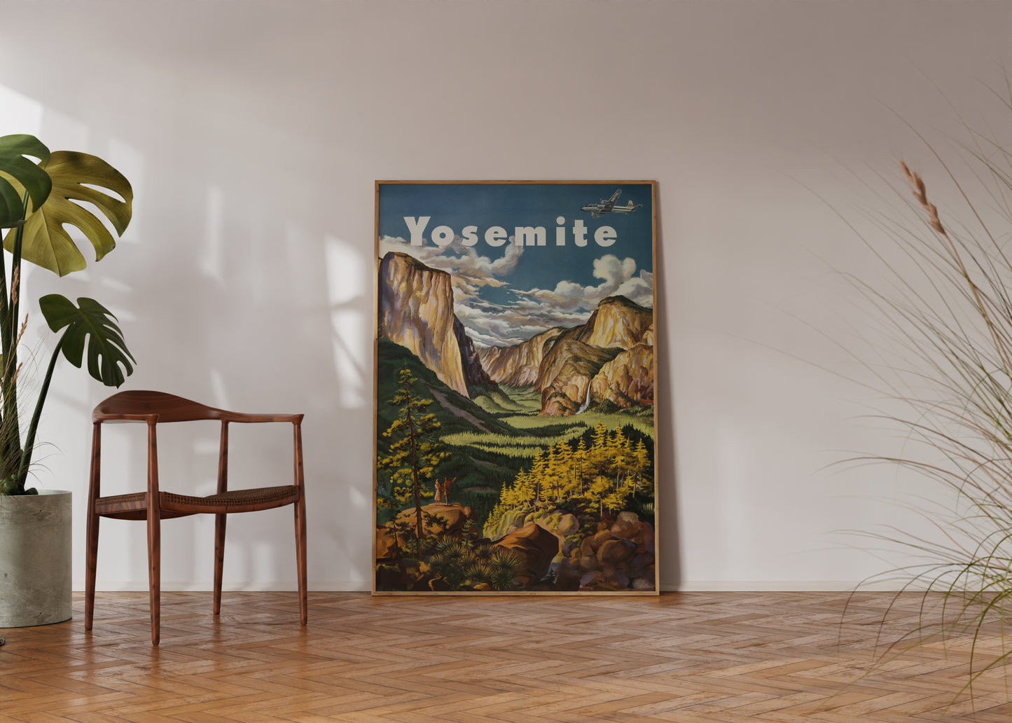 Vintage Yosemite National Park Travel Poster – Mid-Century Landscape Wall Art