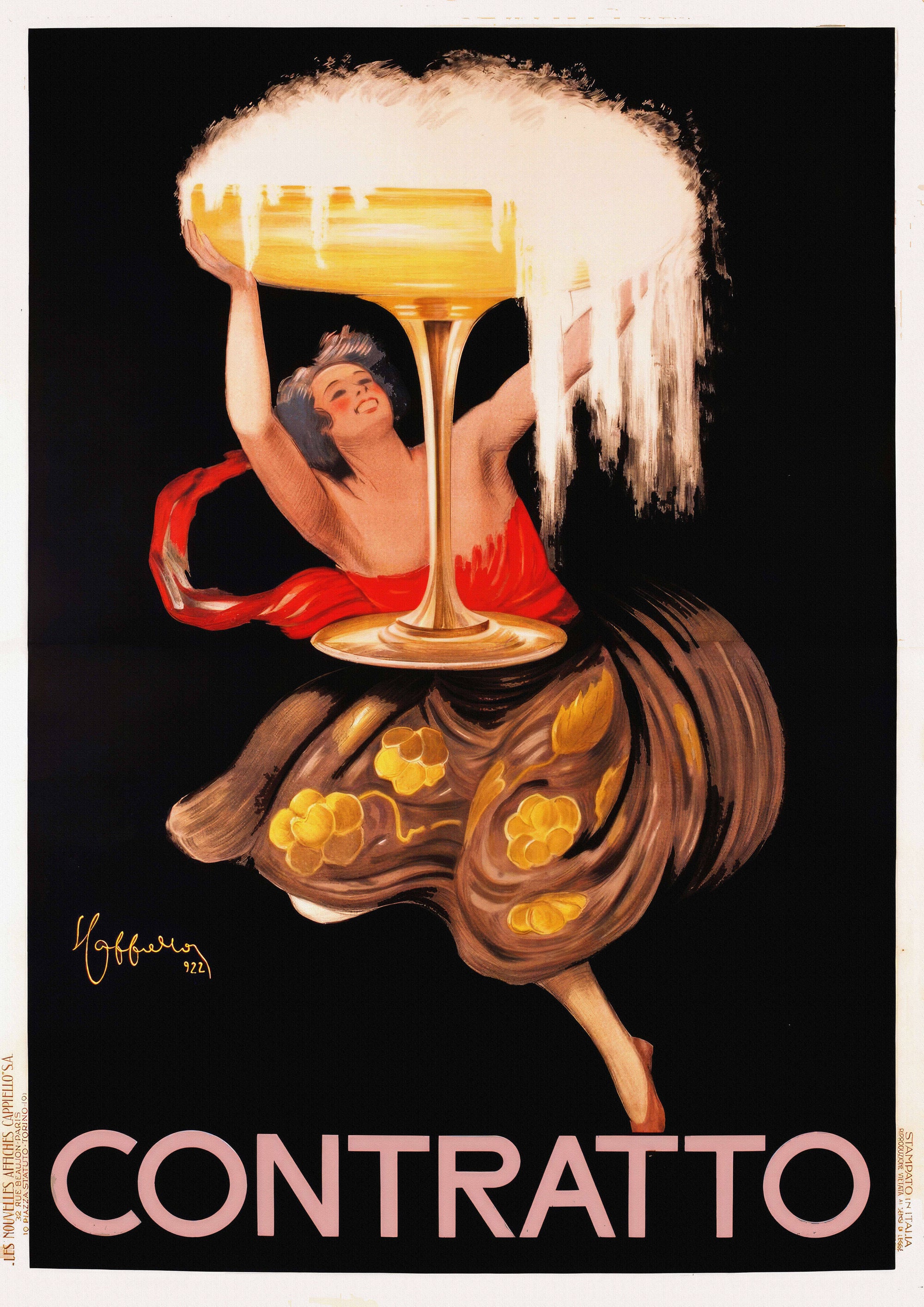 Cappiello's Clownish Charm: Art Deco Merriment in a Glass of Contratto