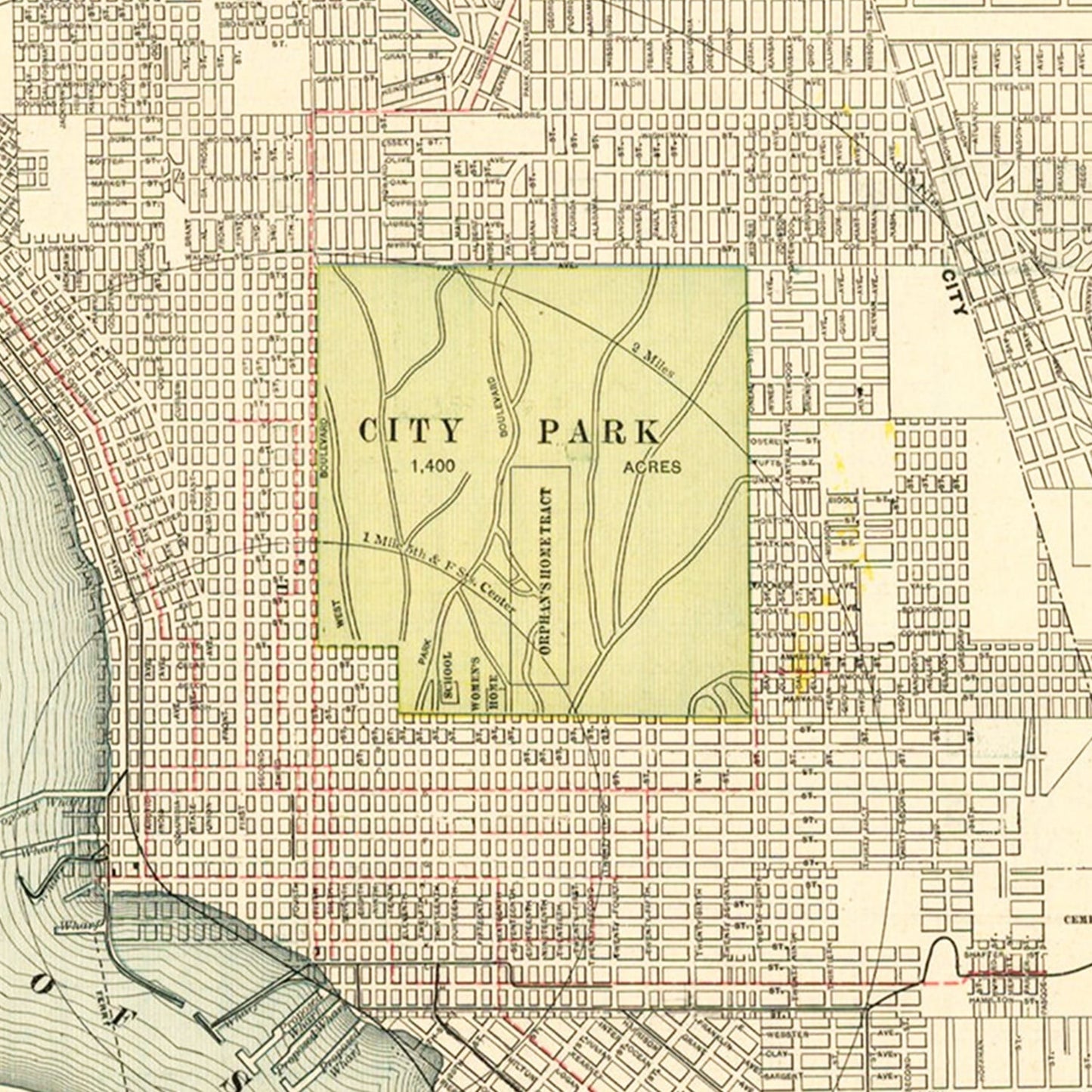 Vintage Map Print of San Diego, California 1902
