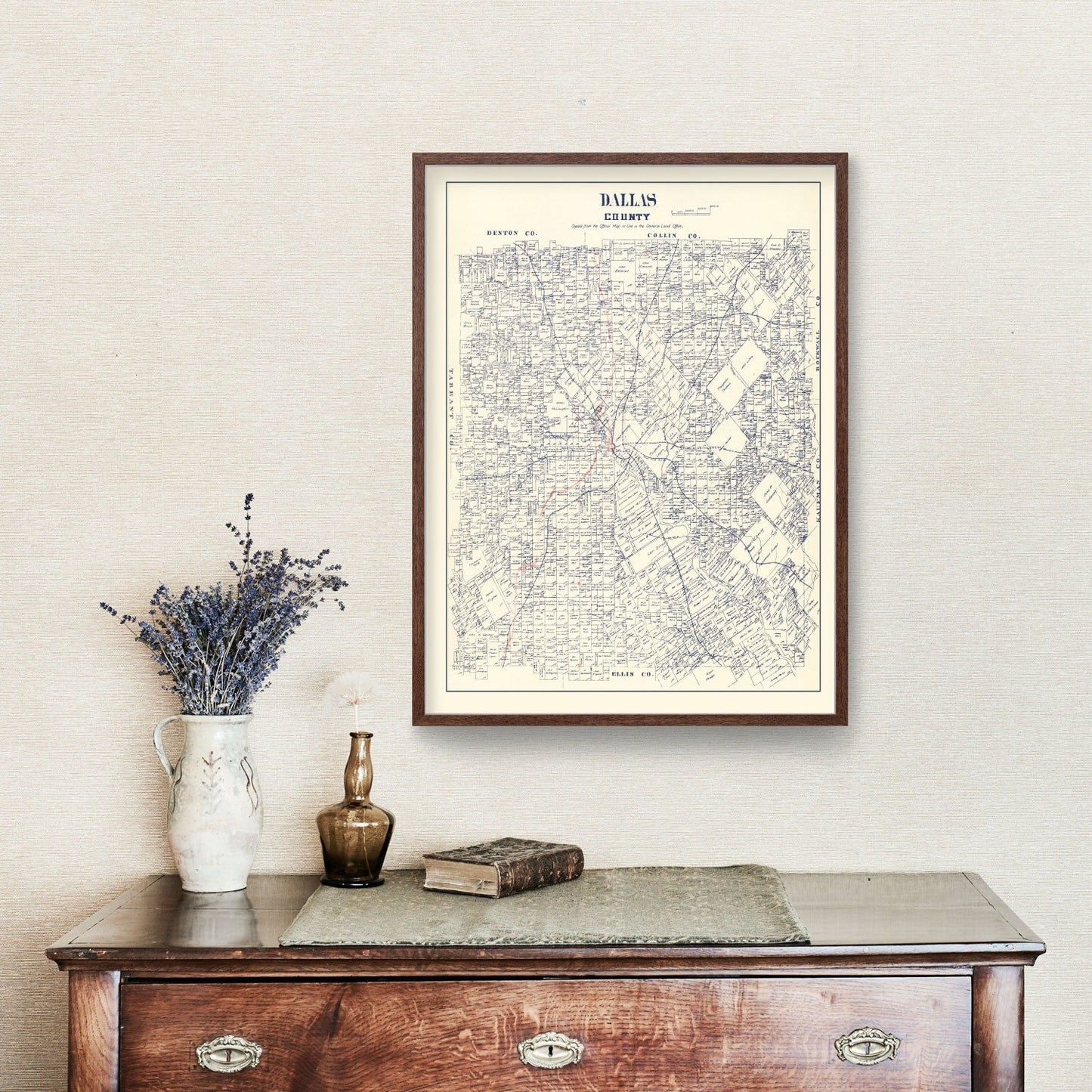 Vintage Map of Dallas County, Texas 1890