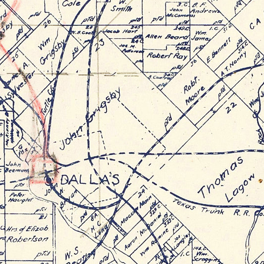 Vintage Map of Dallas County, Texas 1890