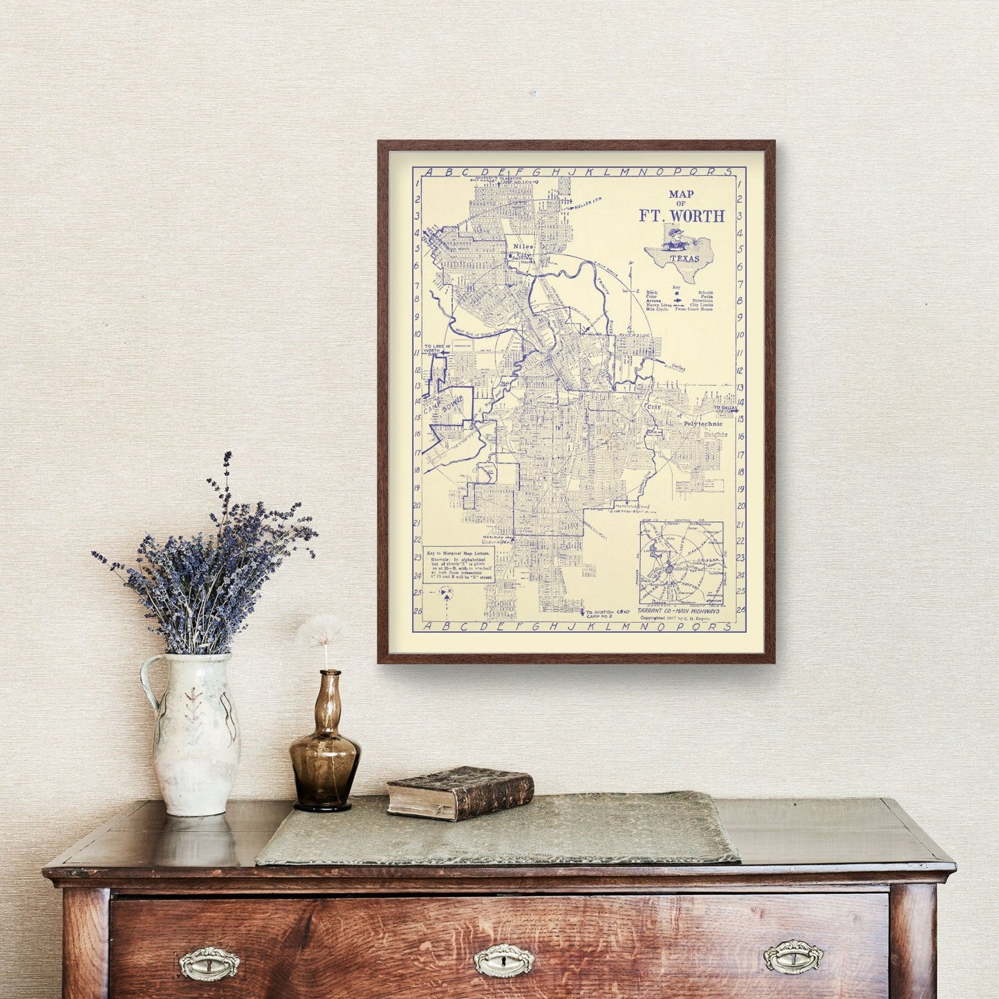Vintage Map of Fort Worth, Texas 1917