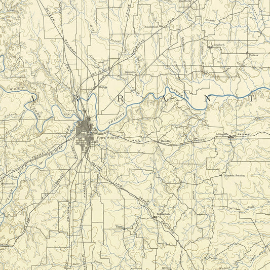 Vintage Map of Fort Worth, Texas 1949