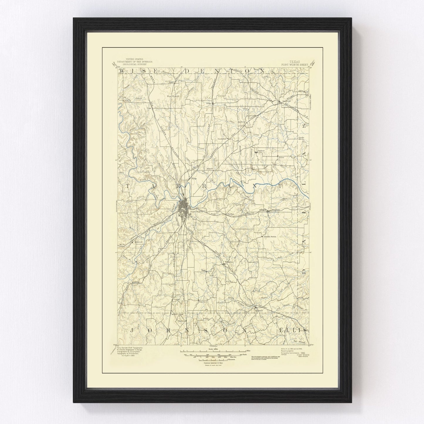 Vintage Map of Fort Worth, Texas 1949