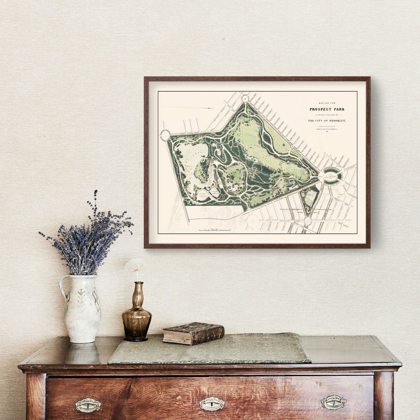 Vintage Prospect Park Brooklyn, NY Map Print 1868