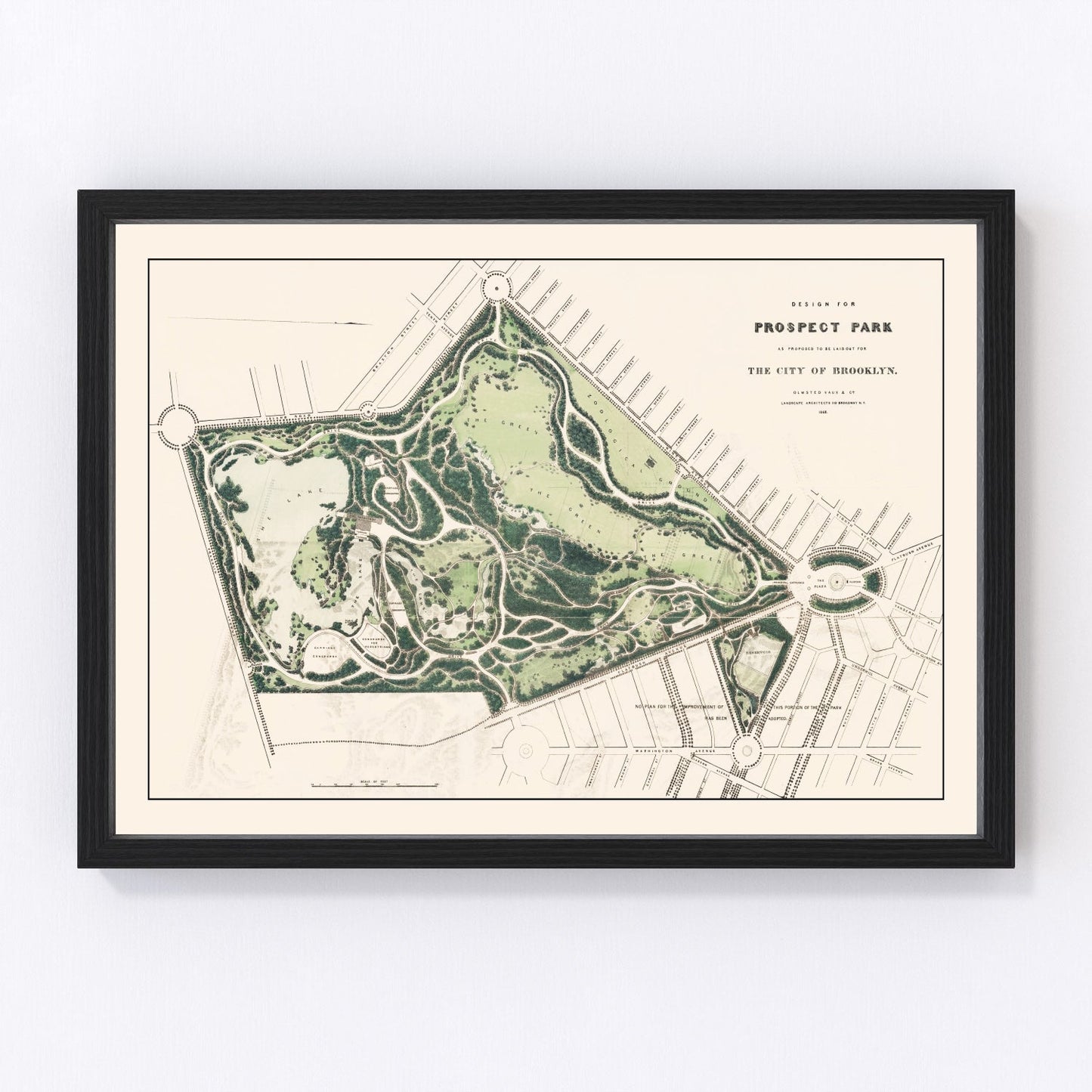 Vintage Prospect Park Brooklyn, NY Map Print 1868