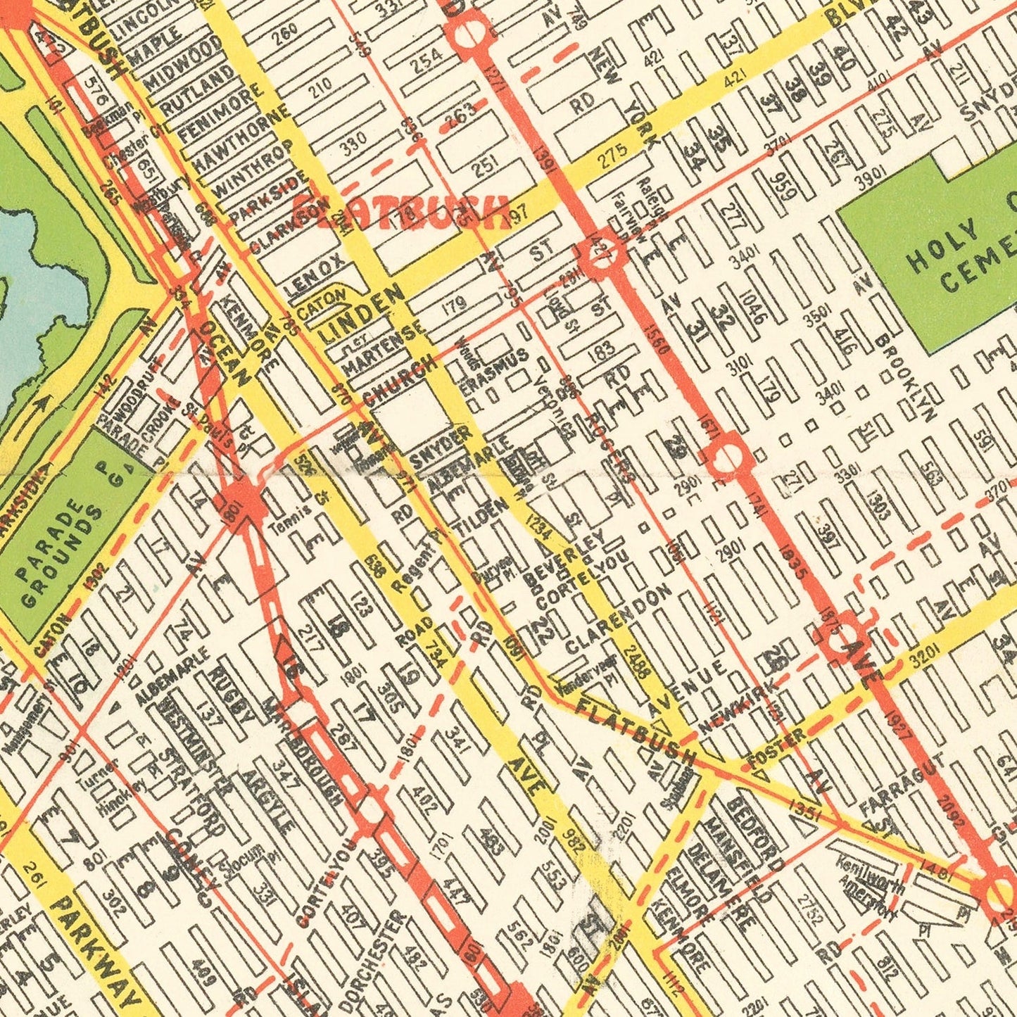 Vintage Map Print of Brooklyn, New York 1934