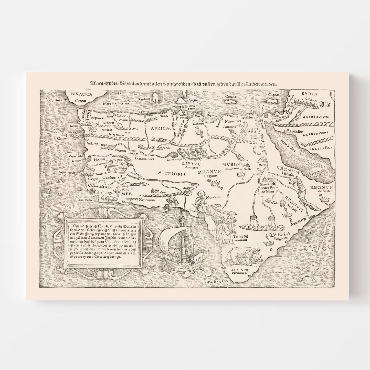 Vintage Africa Map 1574
