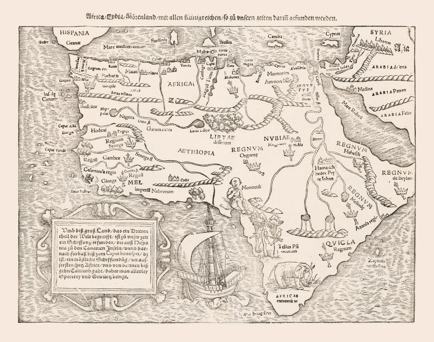 Vintage Africa Map 1574