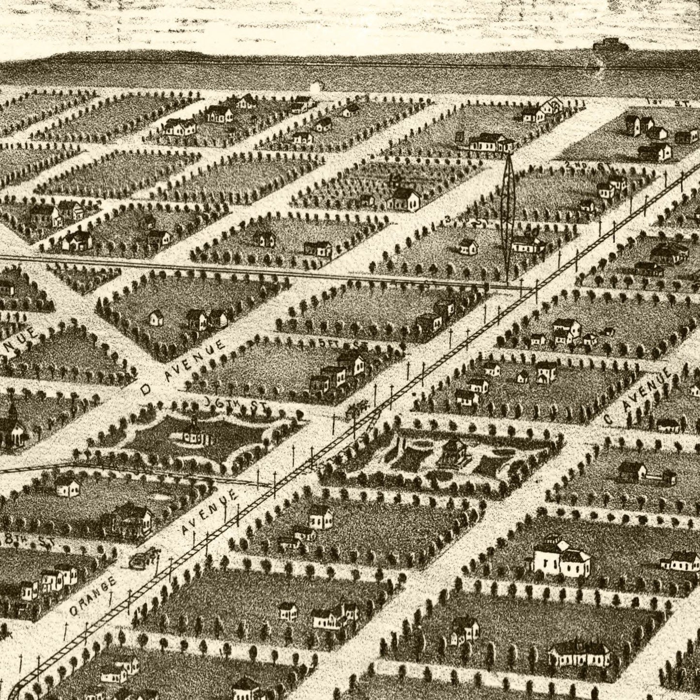 Vintage Map Print of San Diego, California 1880