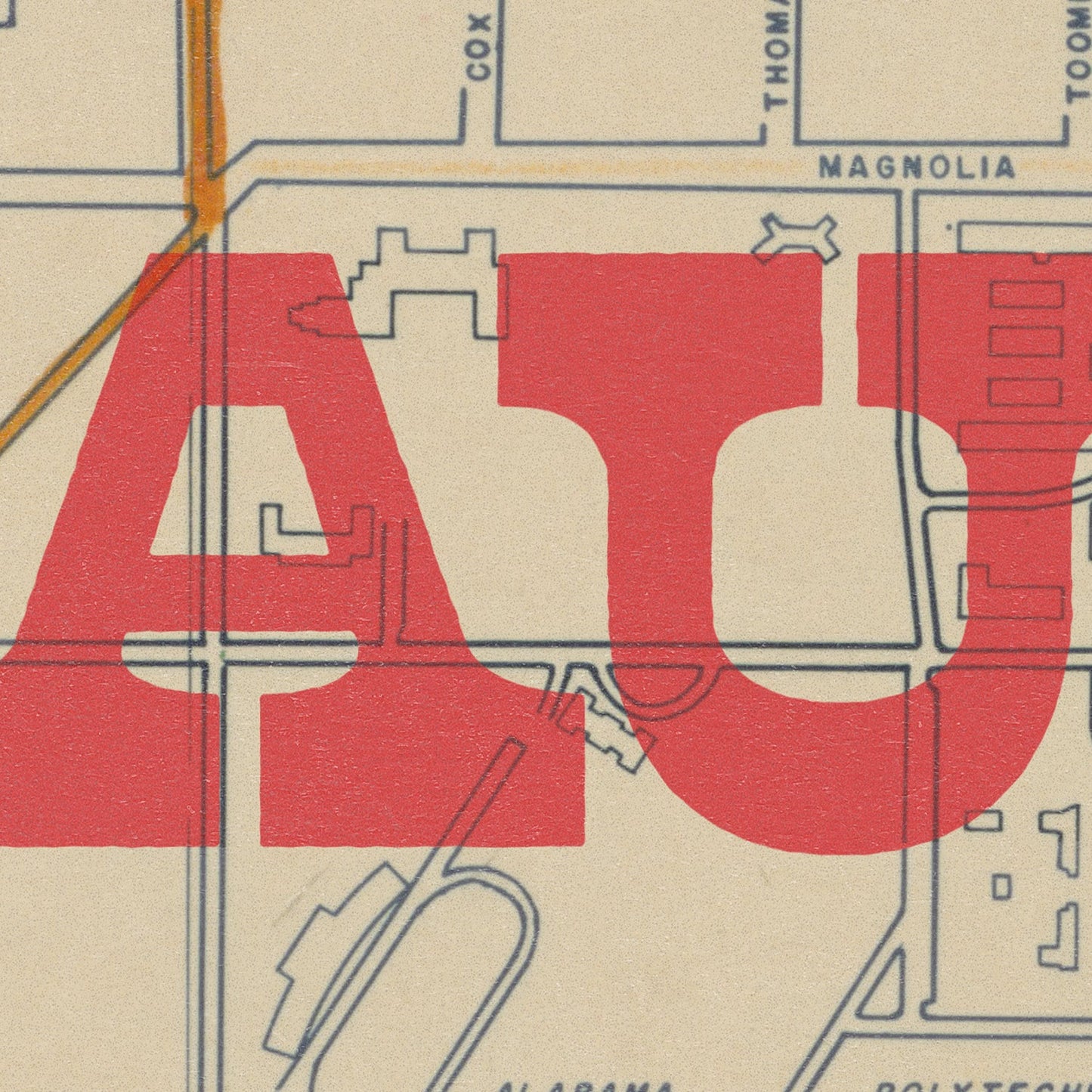 Auburn Map Print I