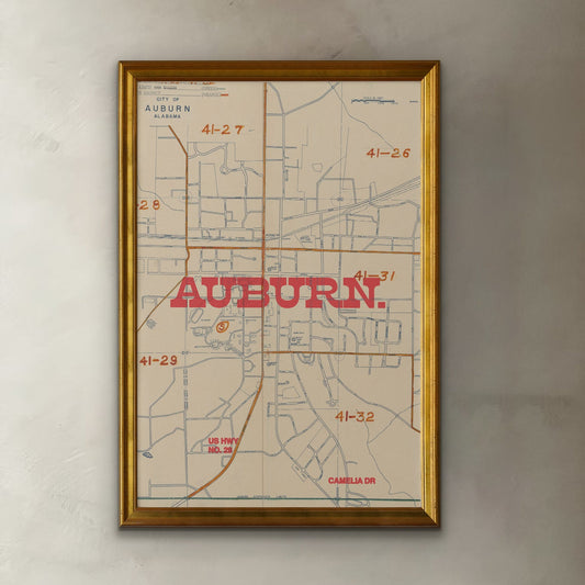 Auburn Map Print I