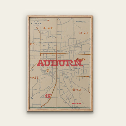 Auburn Map Print I