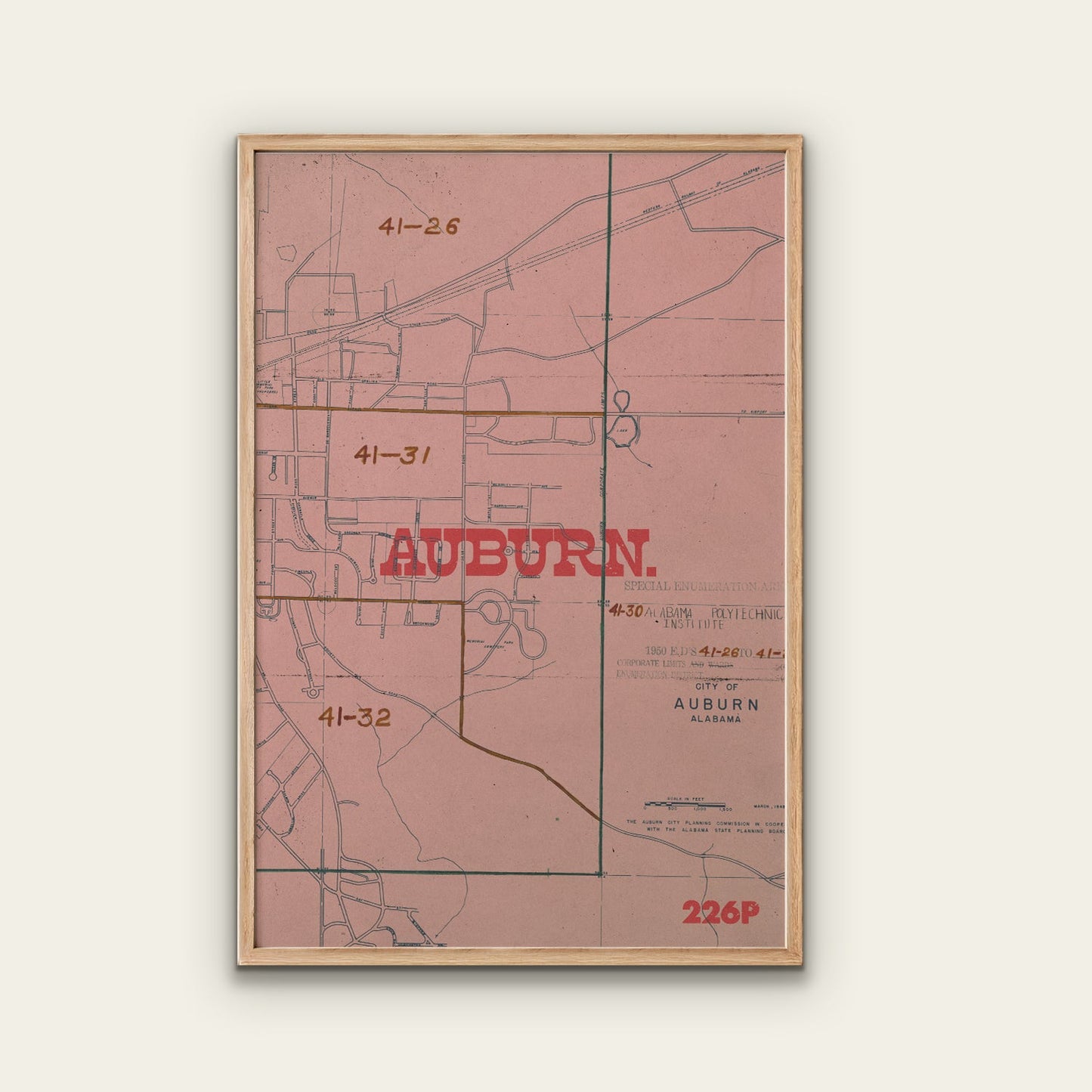 Auburn Map Print II